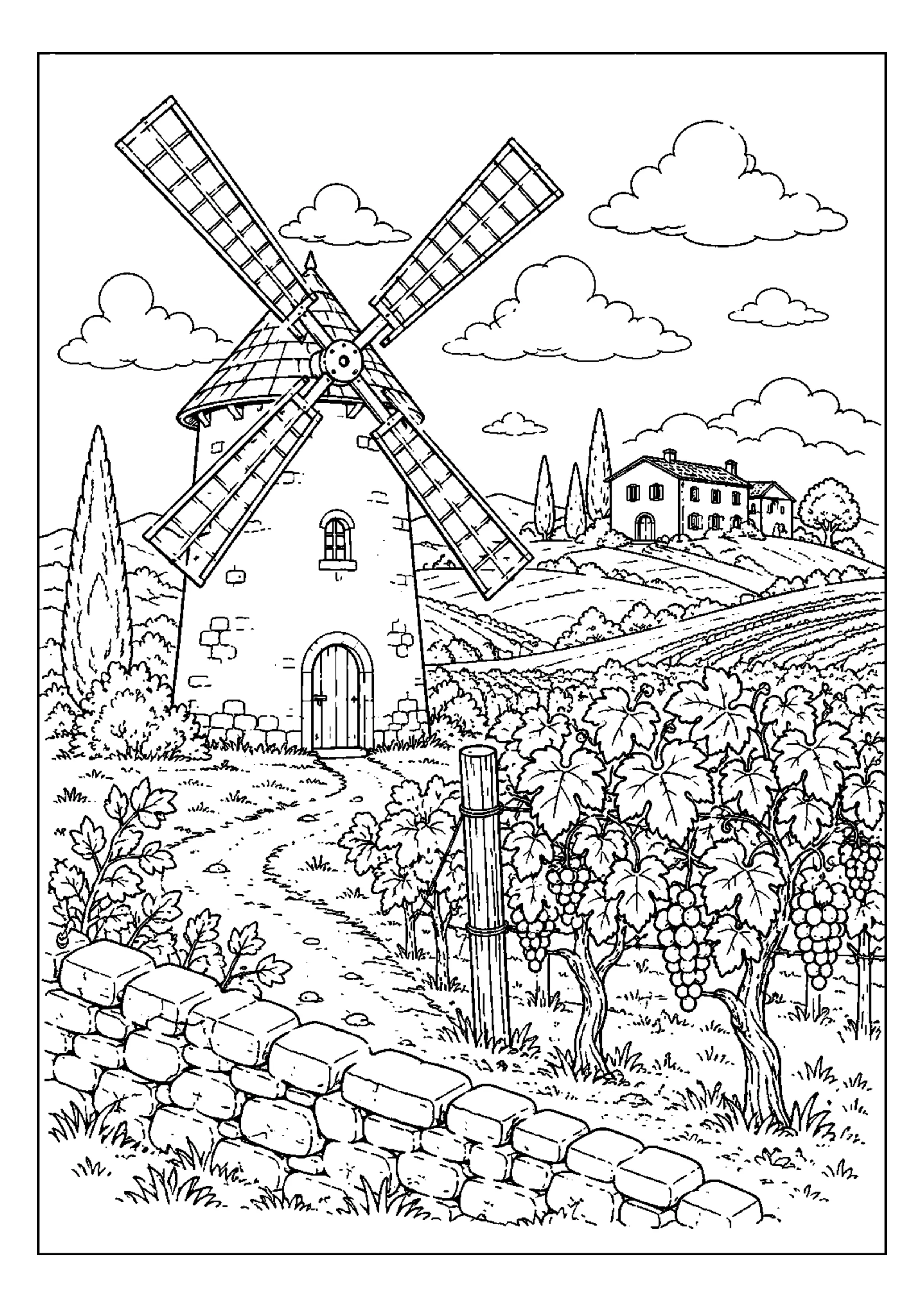 Coloriage Moulin à vent à imprimer – dessin n°14