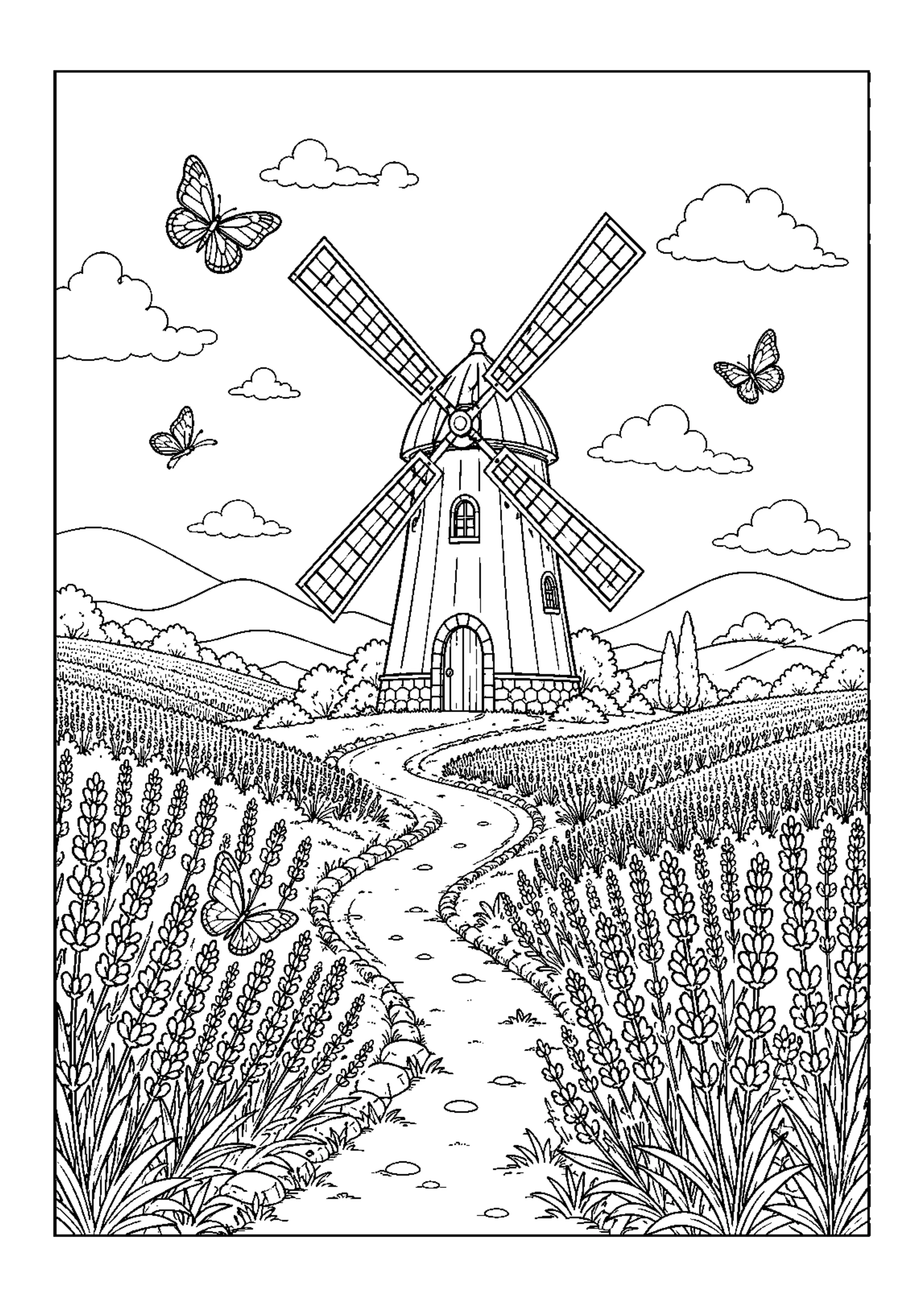 Coloriage Moulin à vent à imprimer – dessin n°16