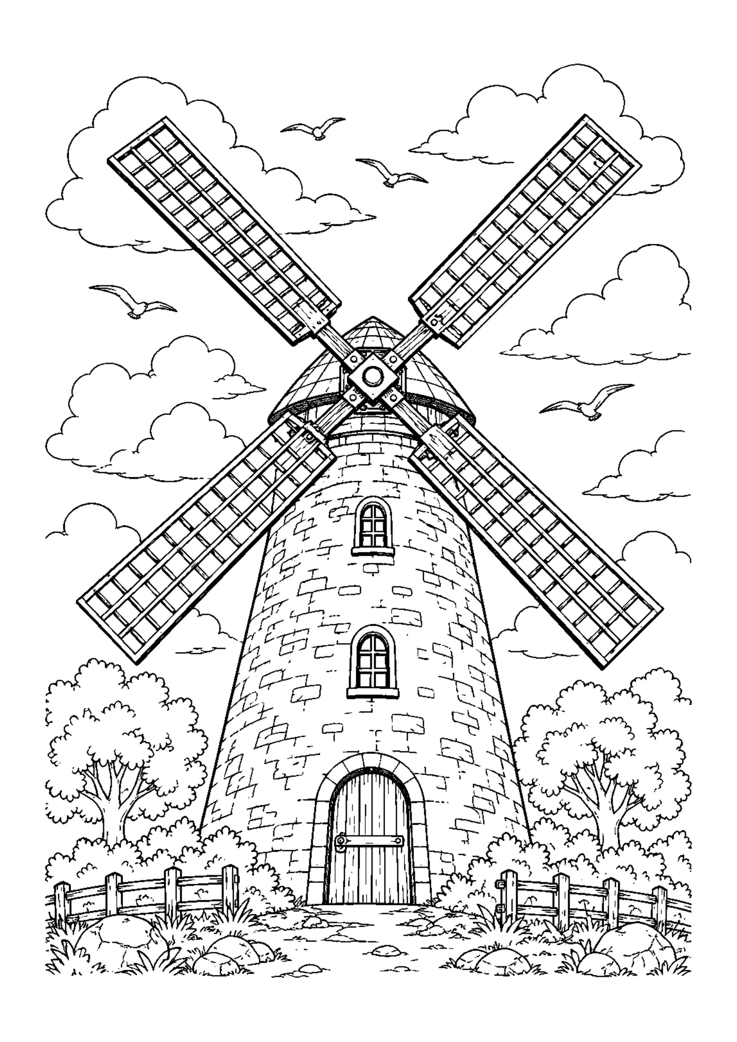 Coloriage Moulin à vent à imprimer – dessin n°18