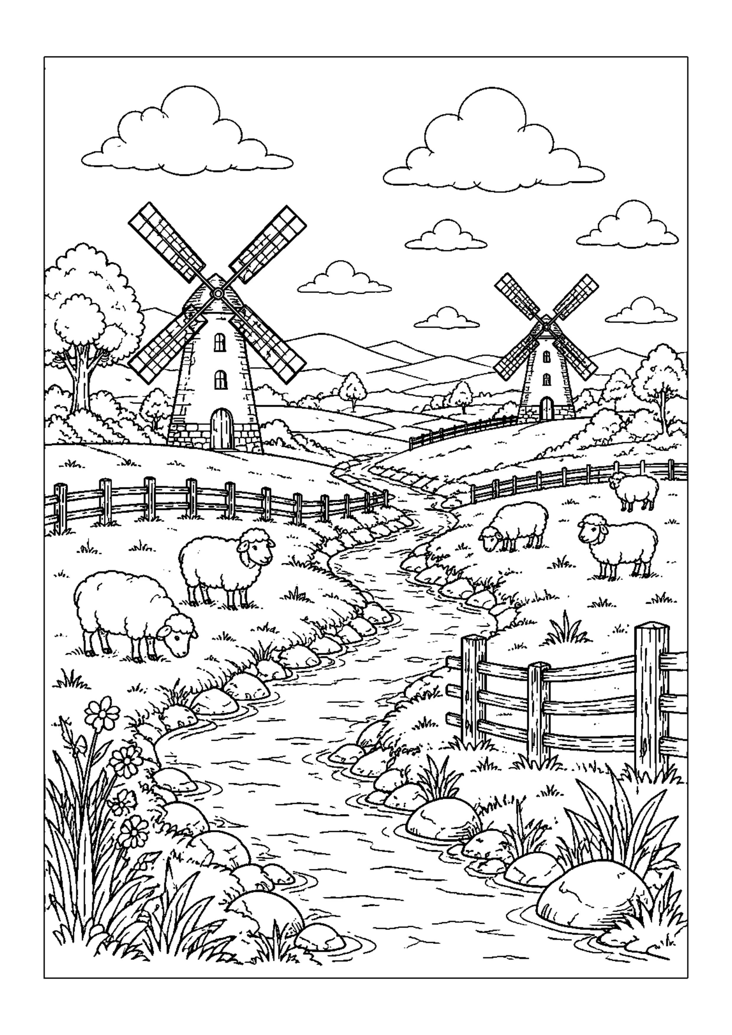 Coloriage Moulin à vent à imprimer – dessin n°19