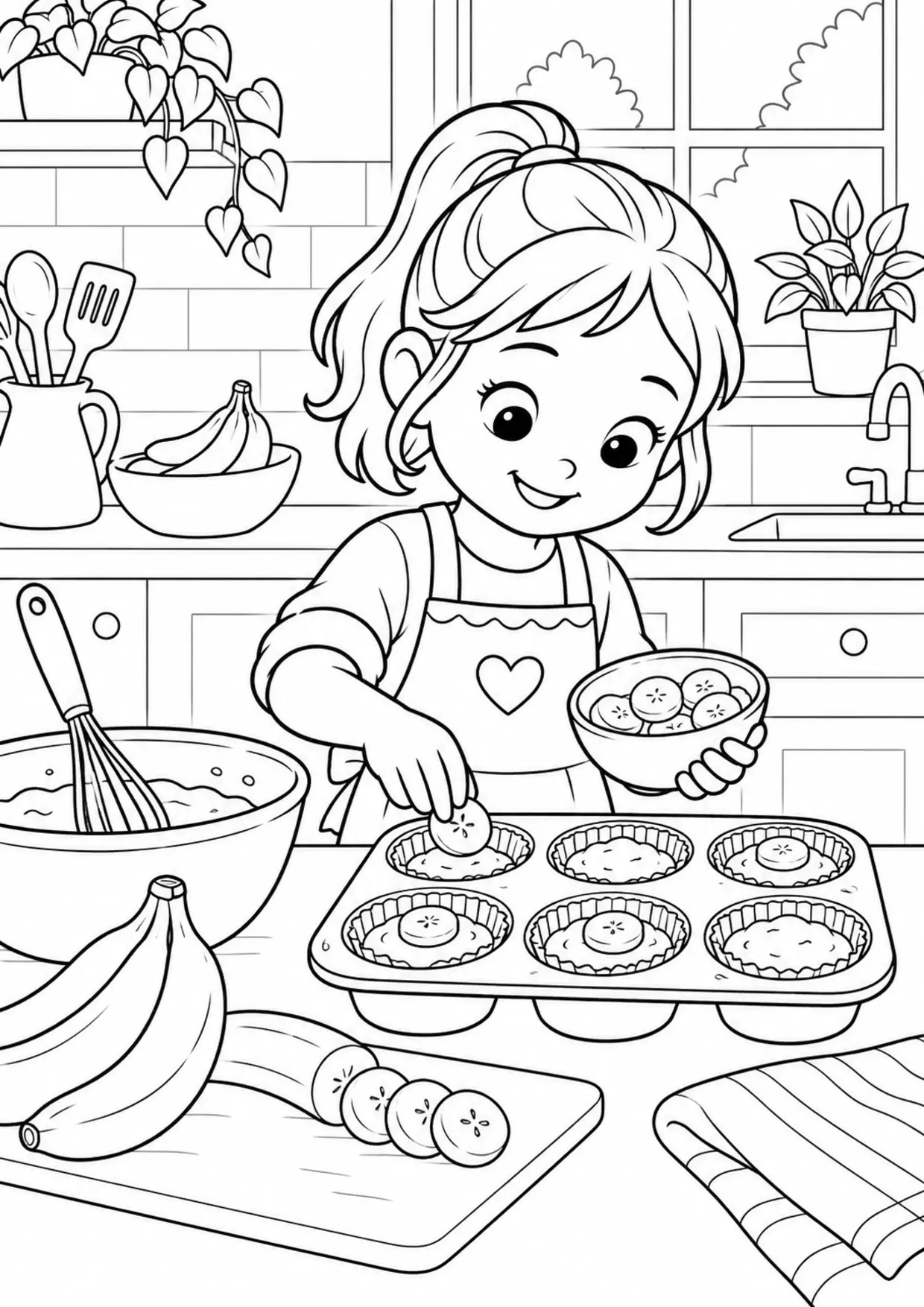 Coloriage Muffin : banane