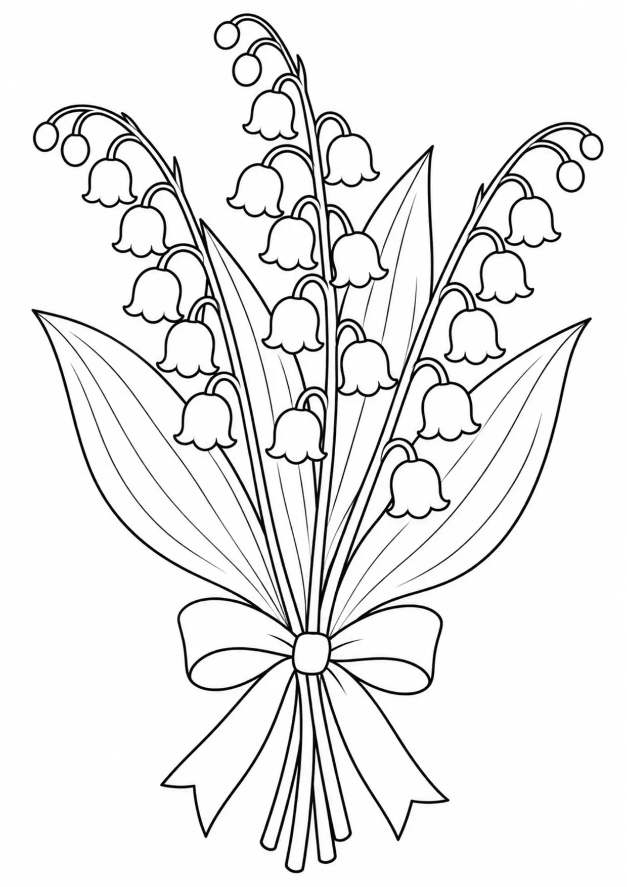 Coloriage muguet à imprimer montrant bouquet, illustration 1