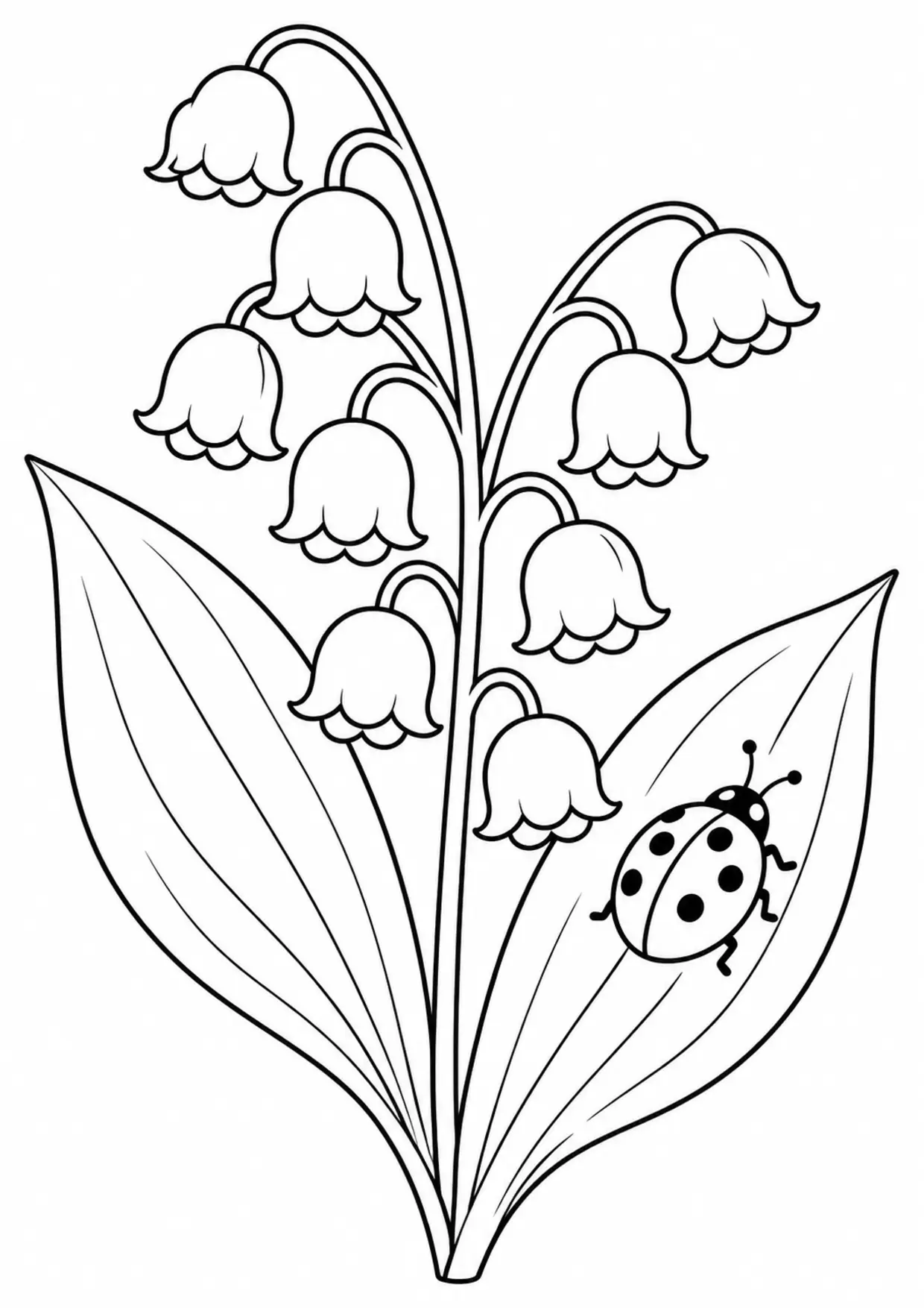 Coloriage muguet : coccinelle, modèle 03