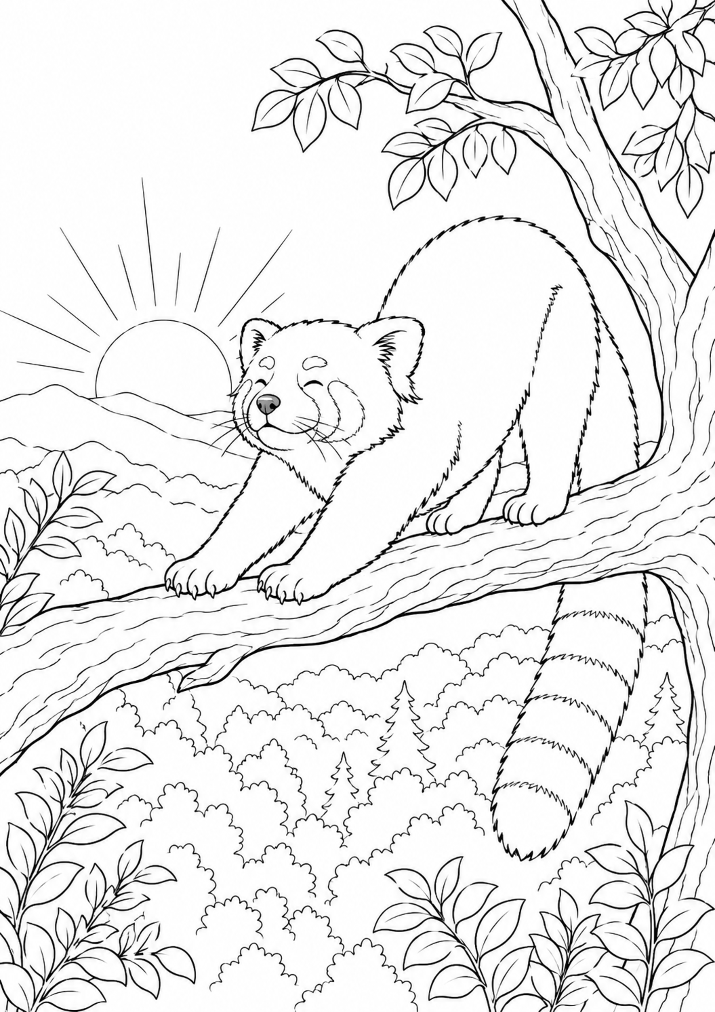 Coloriage Panda roux à imprimer – dessin n°2