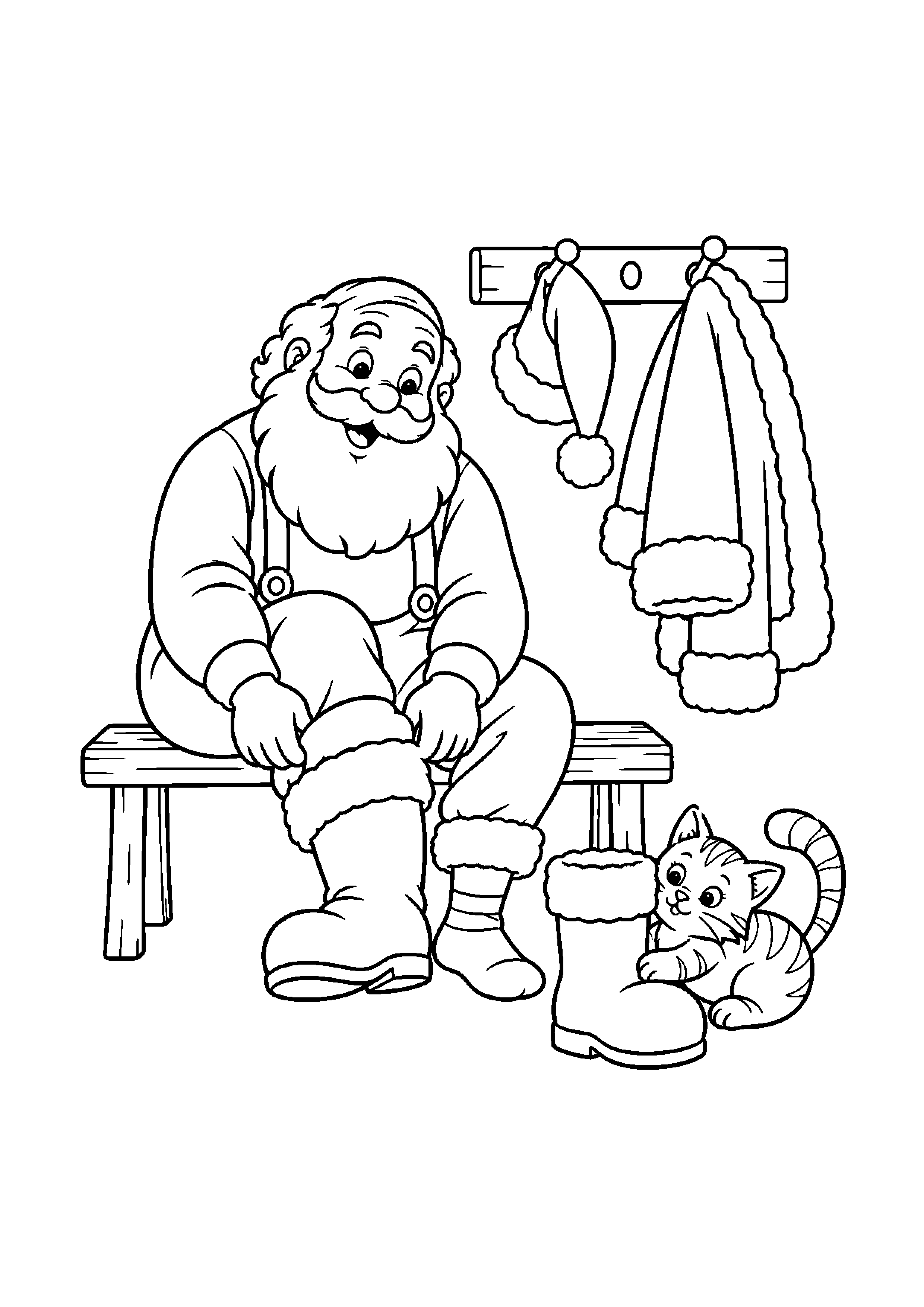 Coloriage Père Noël saluant, composition 14 de Noël à imprimer gratuitement