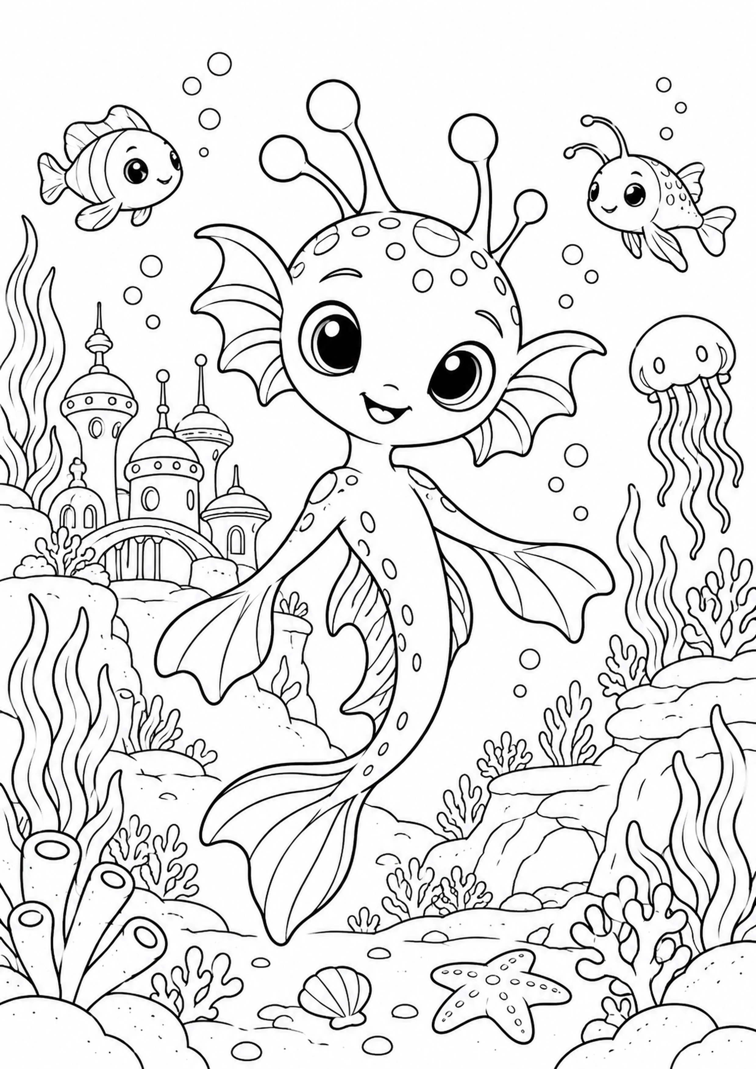 Coloriage alien aquatique à imprimer