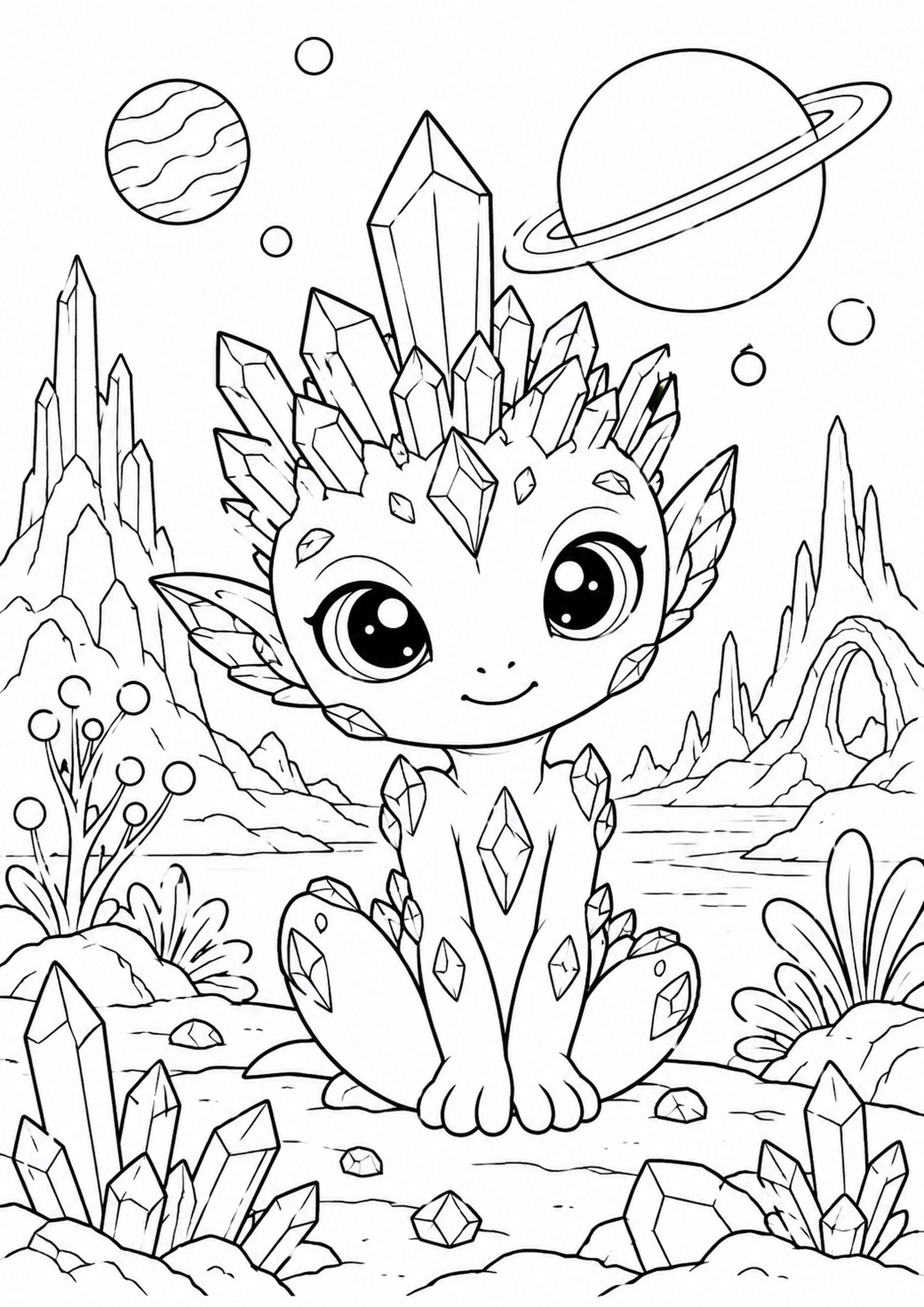Coloriage alien cristallin à imprimer