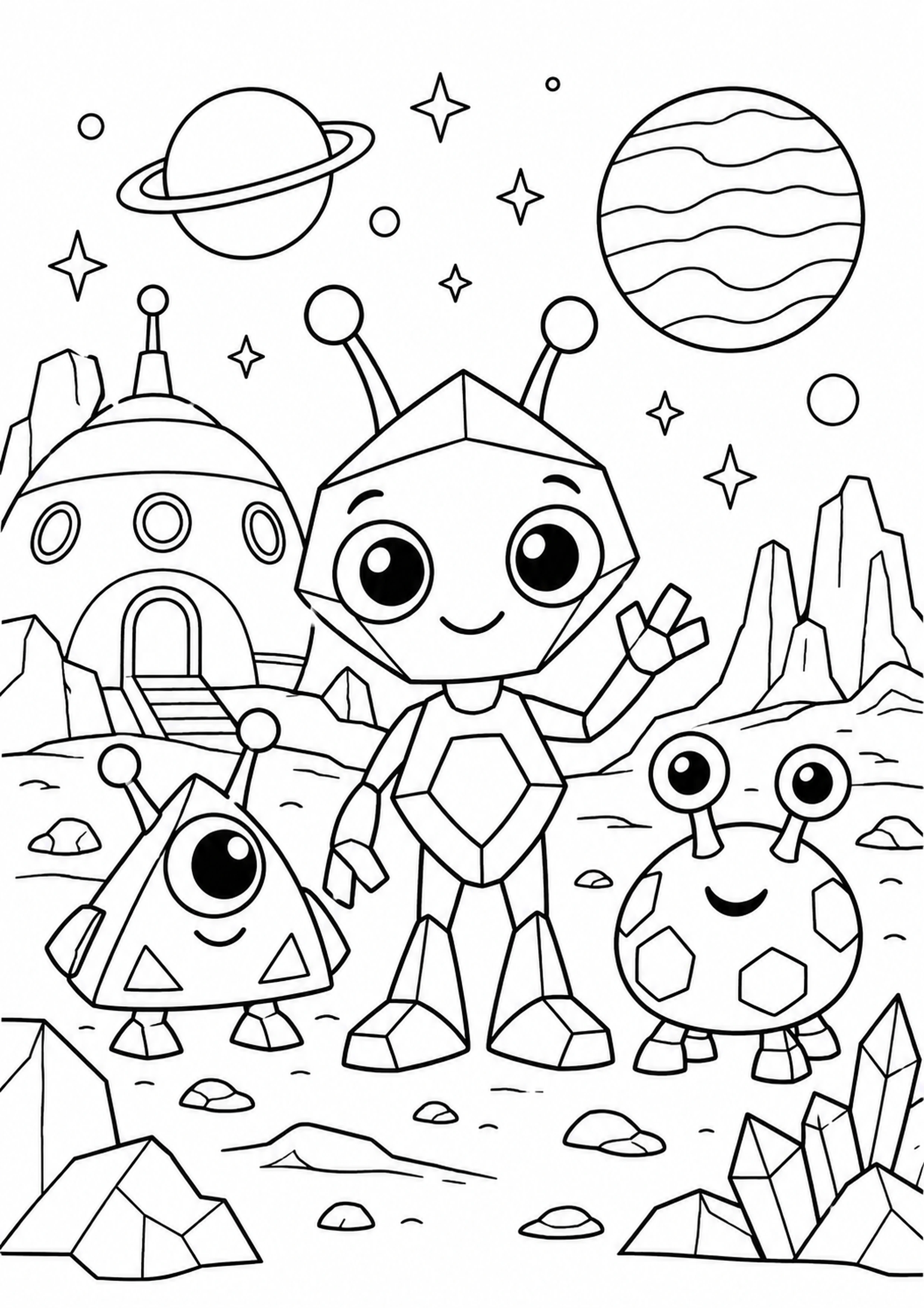 Coloriage alien géométrique à imprimer