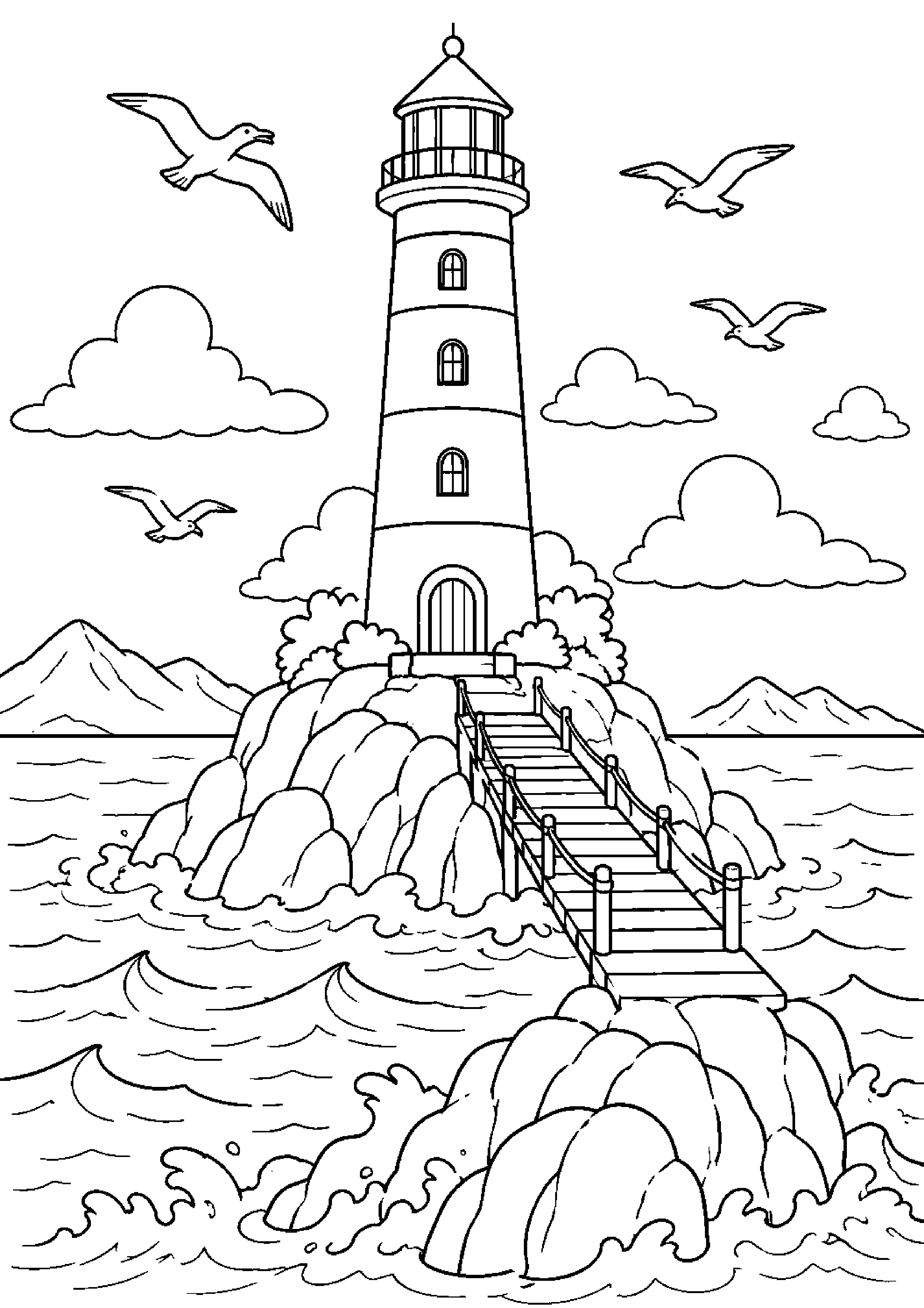 Coloriage phare à imprimer – dessin n°3