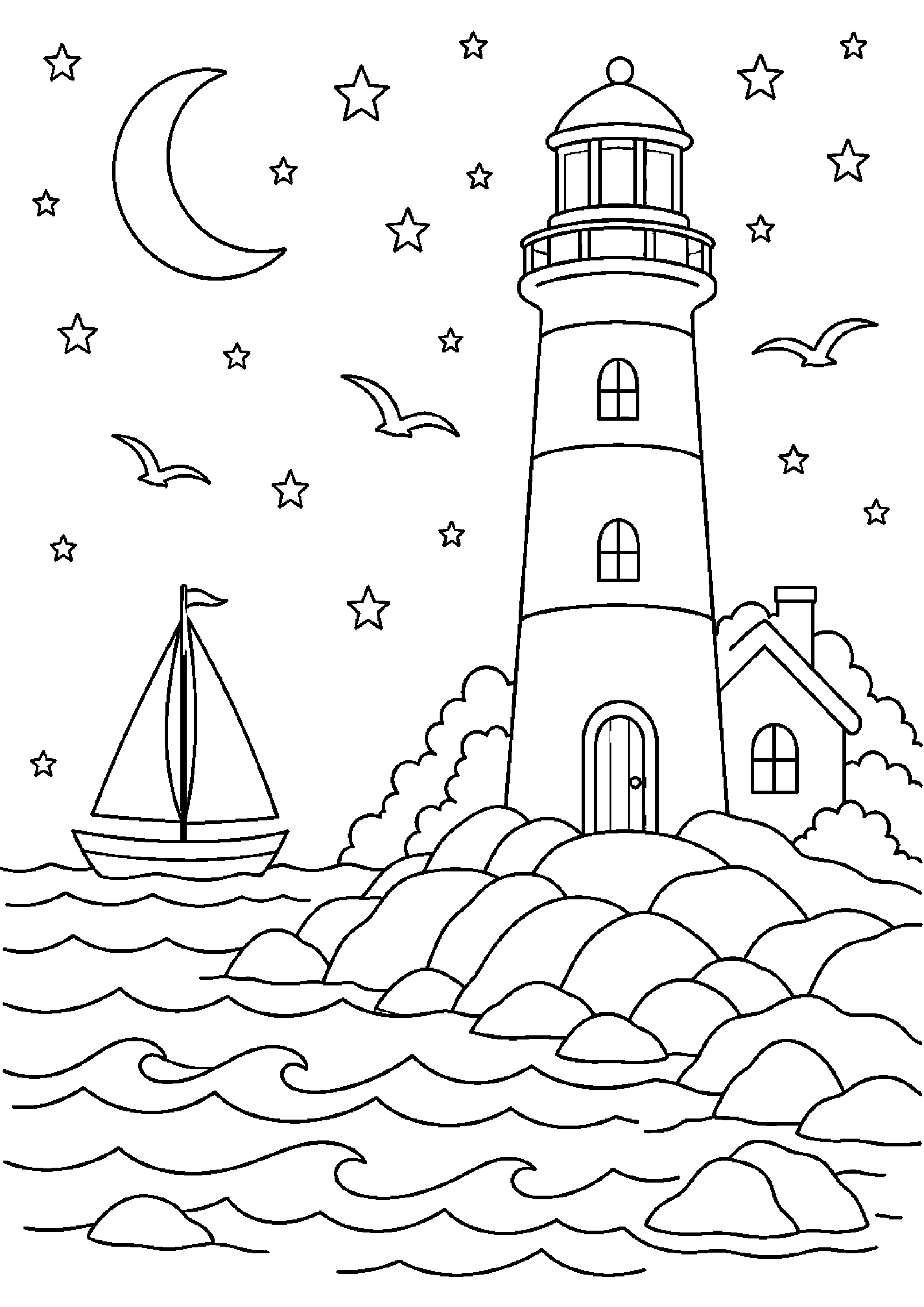 Coloriage phare à imprimer – dessin n°7