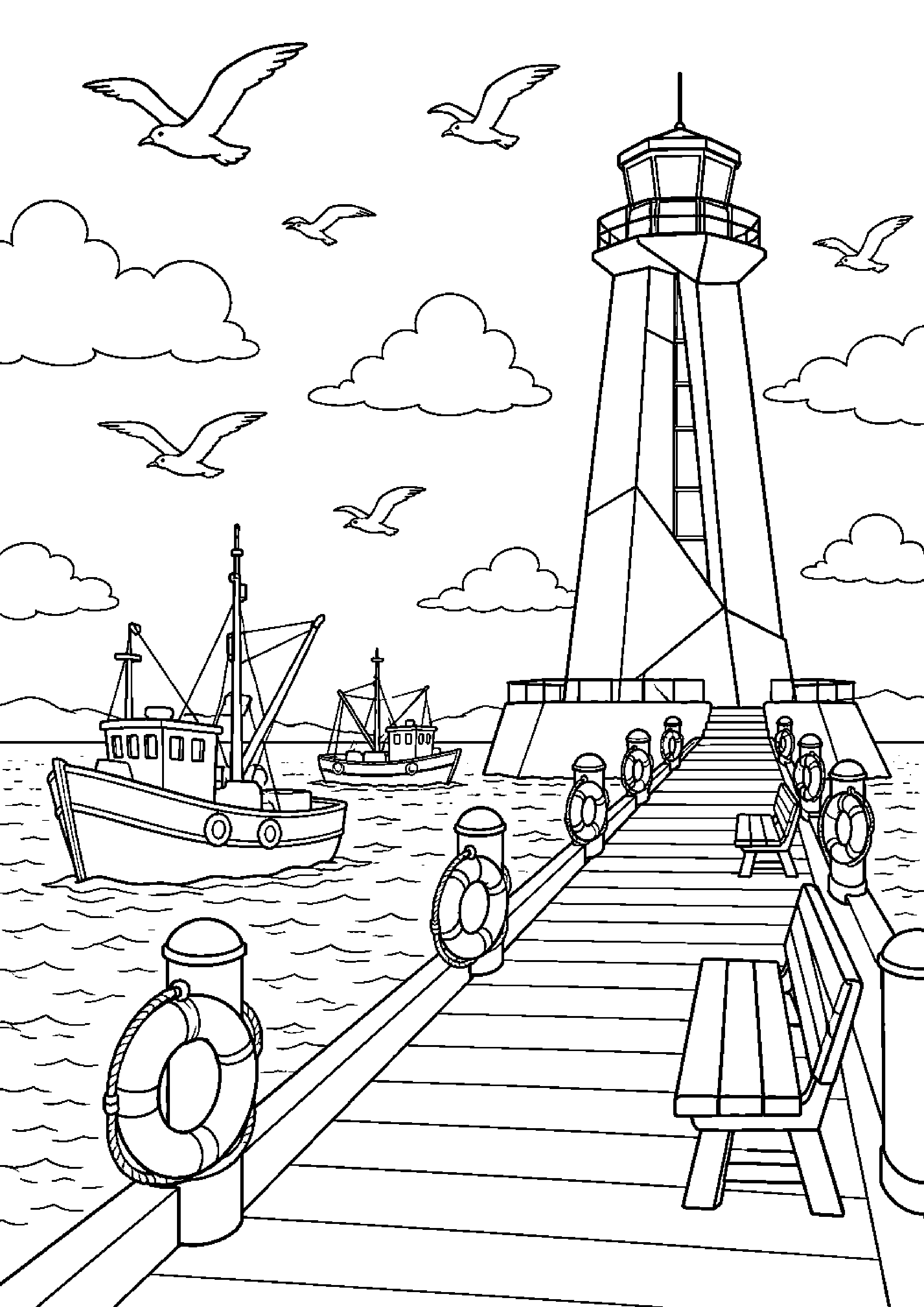 Coloriage phare à imprimer – dessin n°13