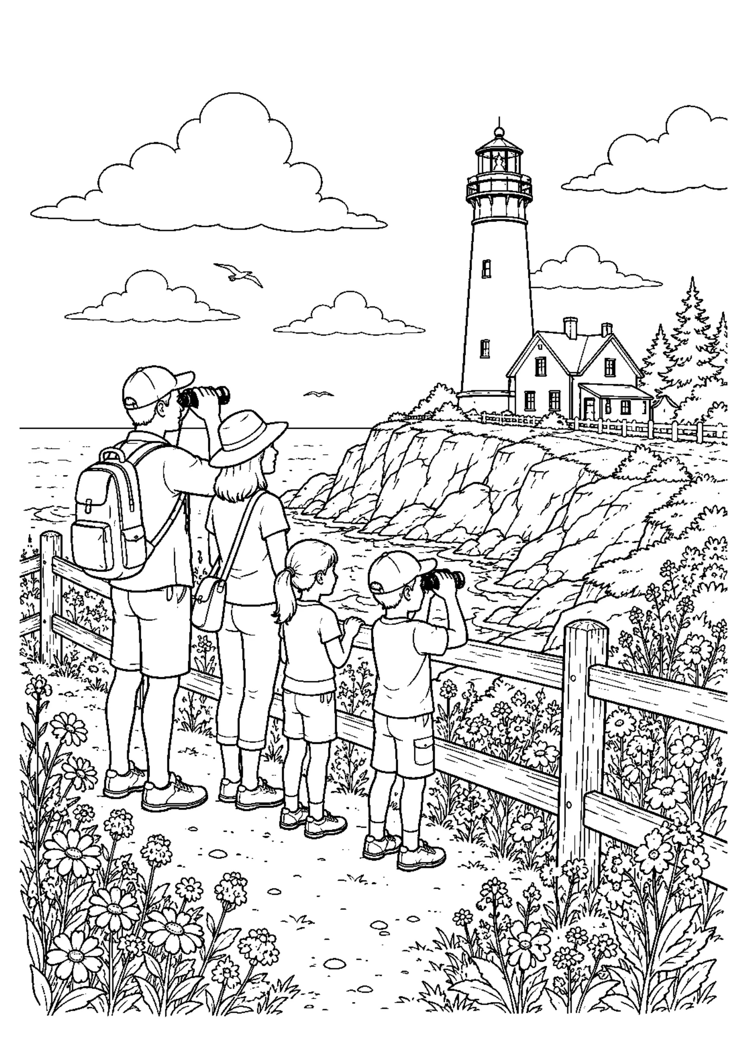 Coloriage Phare au bord de mer à imprimer – dessin n°6