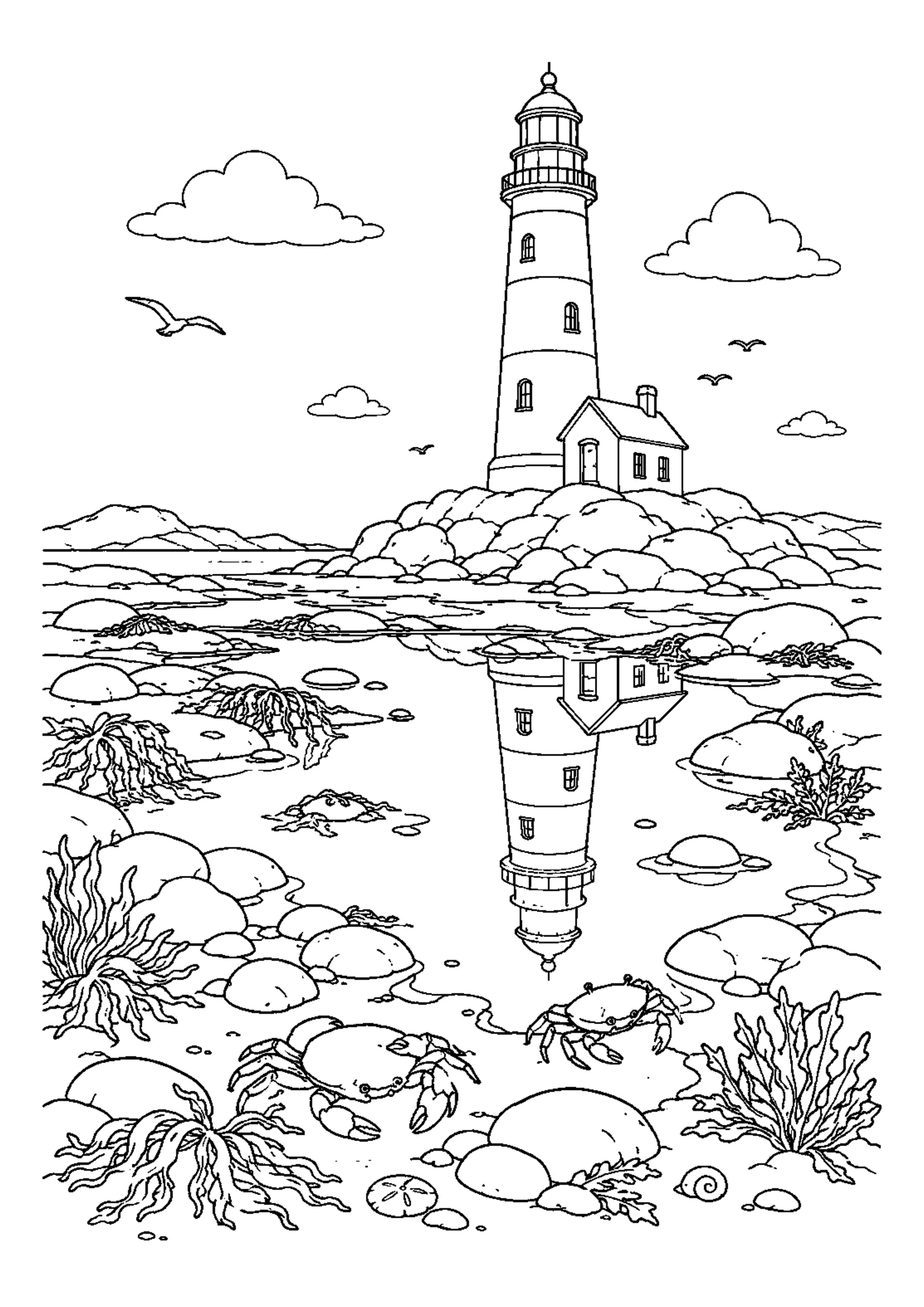 Coloriage Phare au bord de mer à imprimer – dessin n°9
