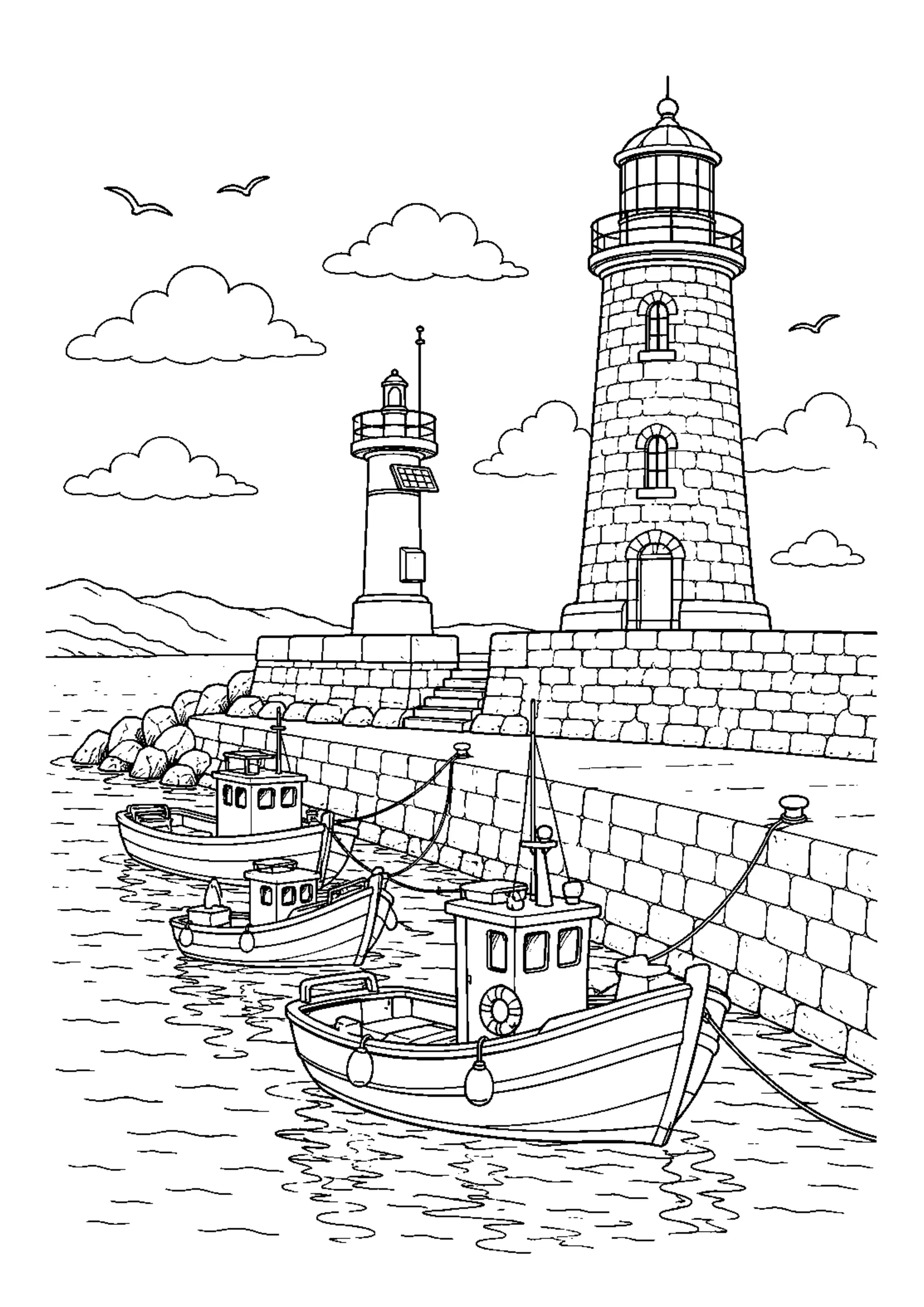 Coloriage Phare au bord de mer à imprimer – dessin n°10