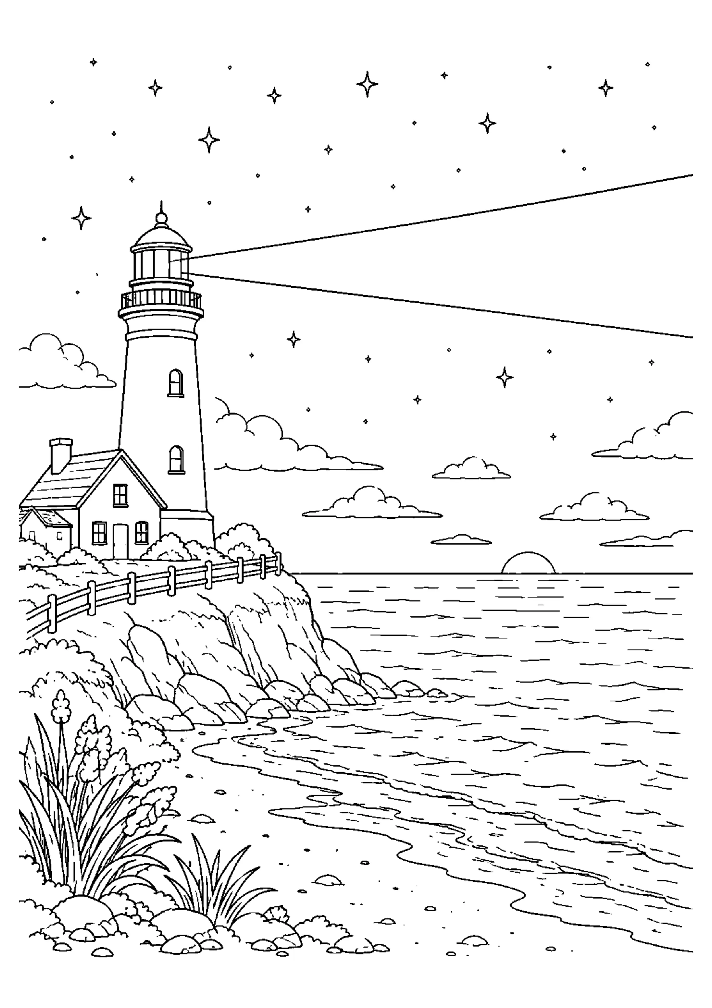 Coloriage Phare au bord de mer à imprimer – dessin n°11