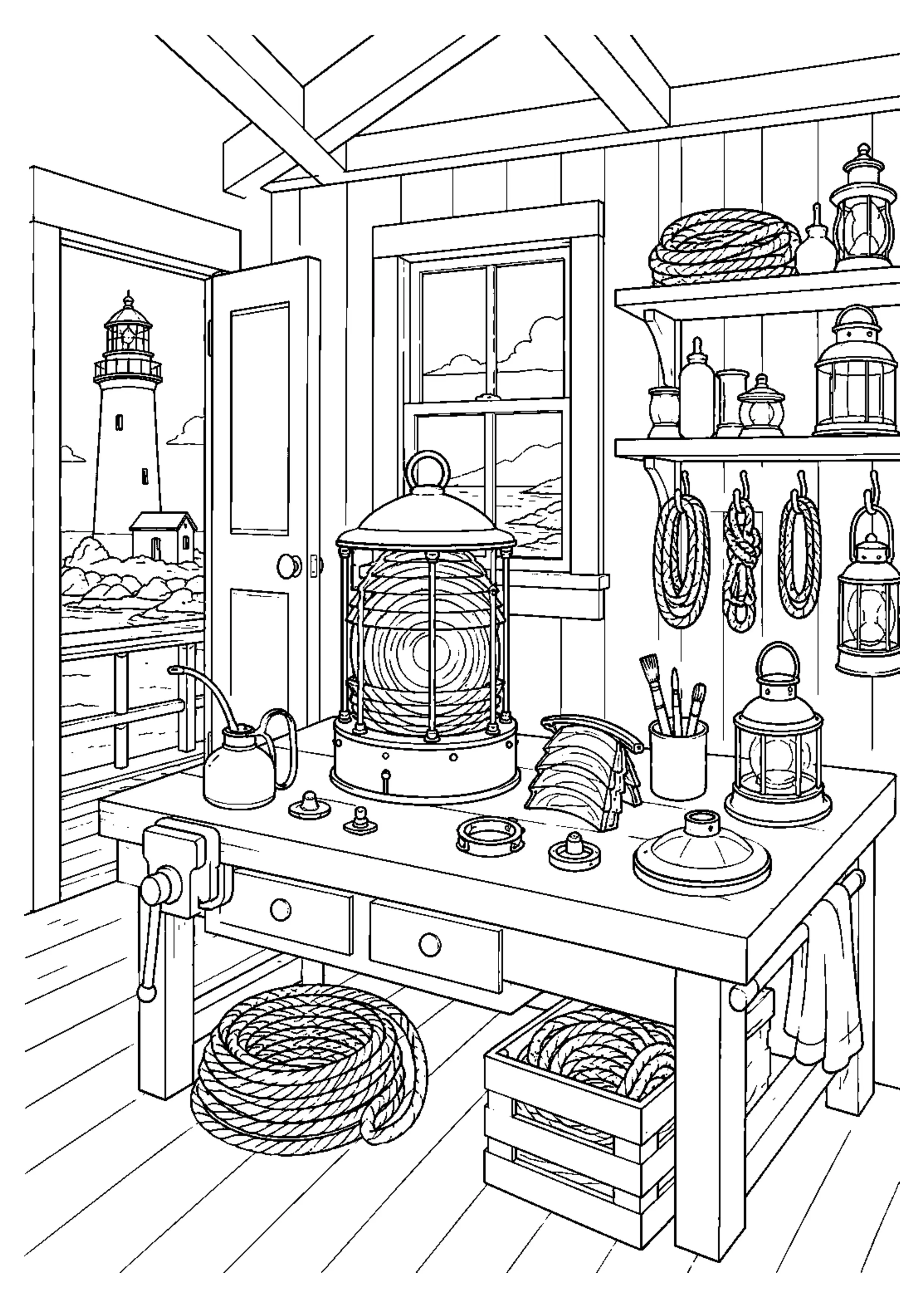 Coloriage Phare au bord de mer à imprimer – dessin n°13