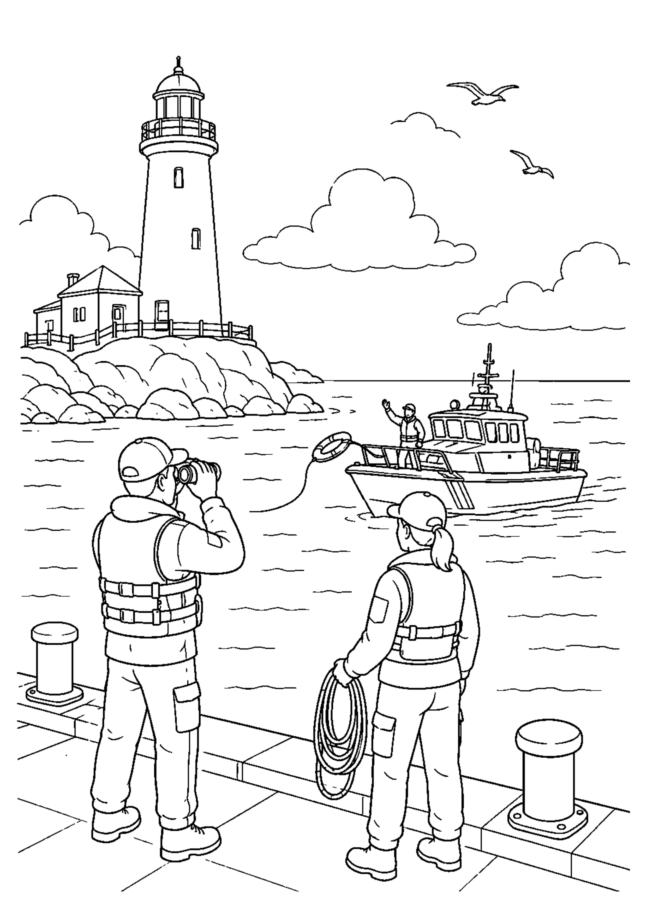 Coloriage Phare au bord de mer à imprimer – dessin n°17