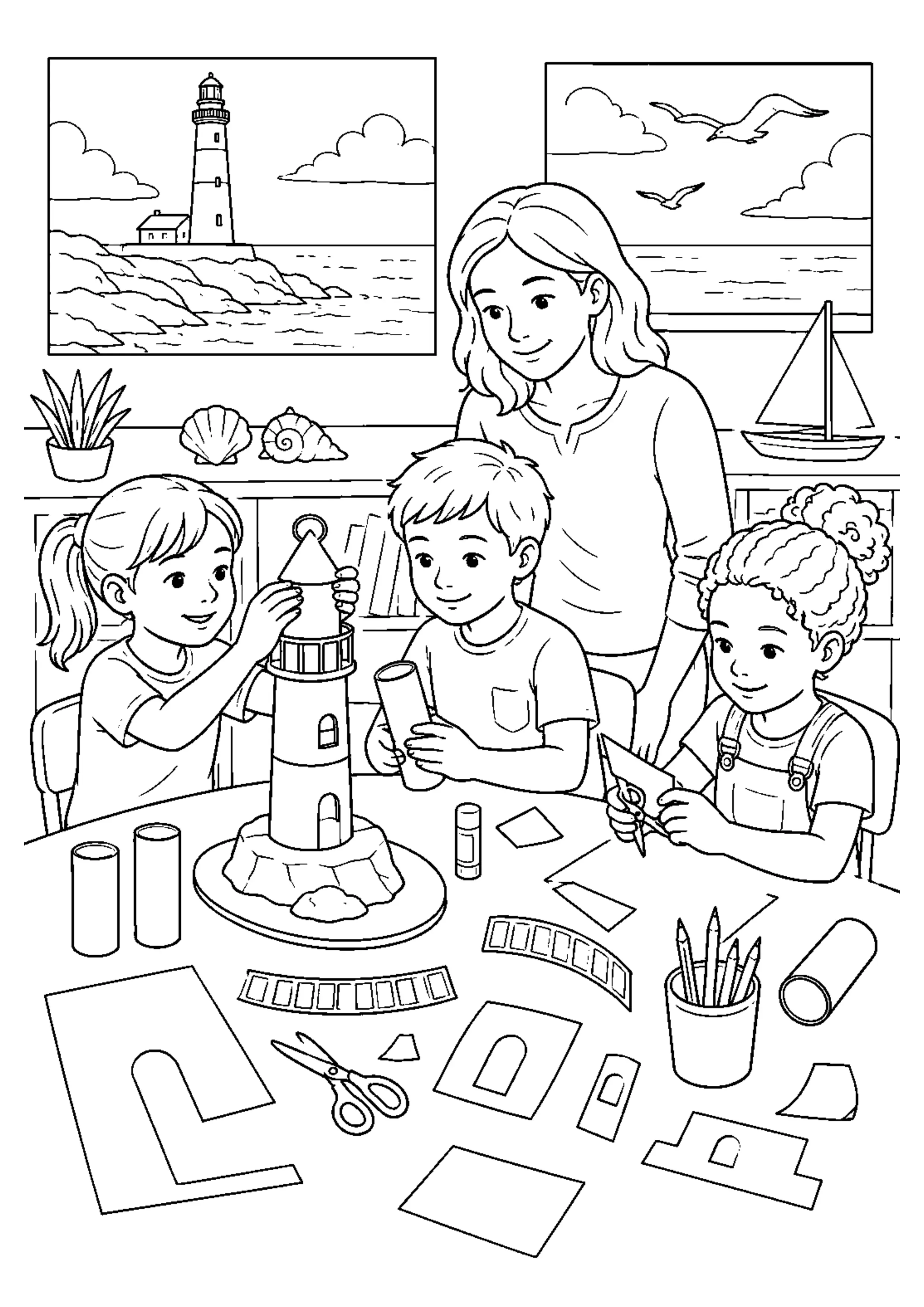 Coloriage Phare au bord de mer à imprimer – dessin n°18