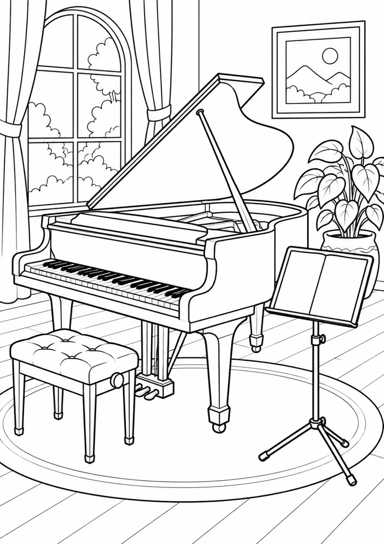 Coloriage piano : queue