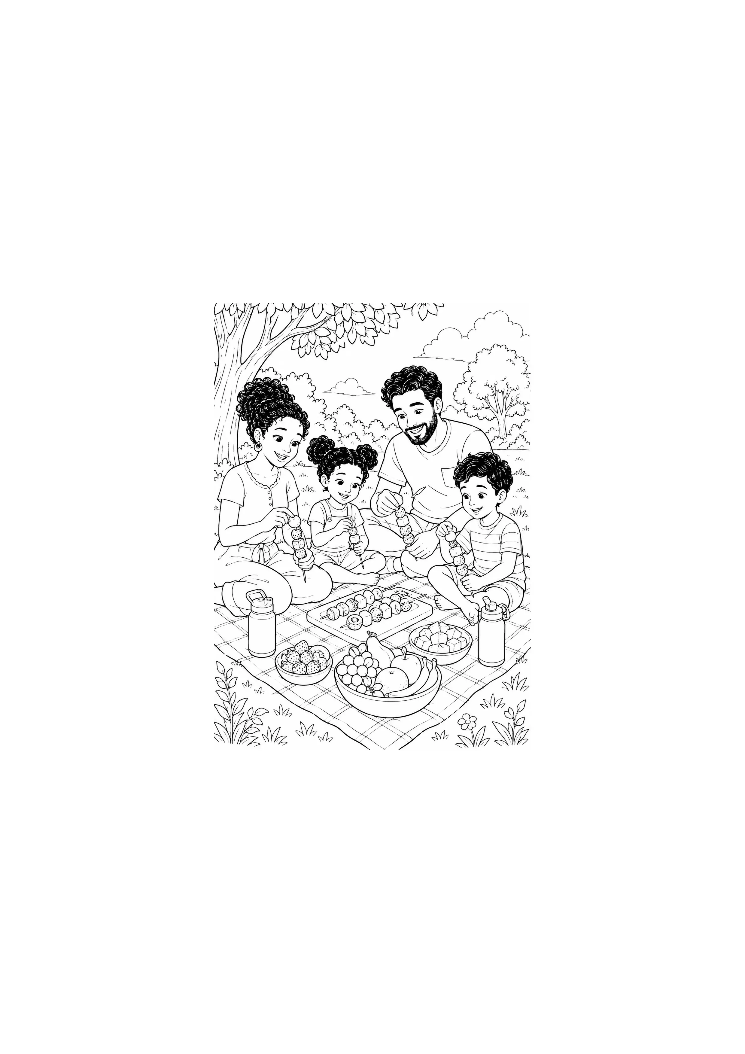 Coloriage Pique-nique en famille à imprimer – dessin n°2