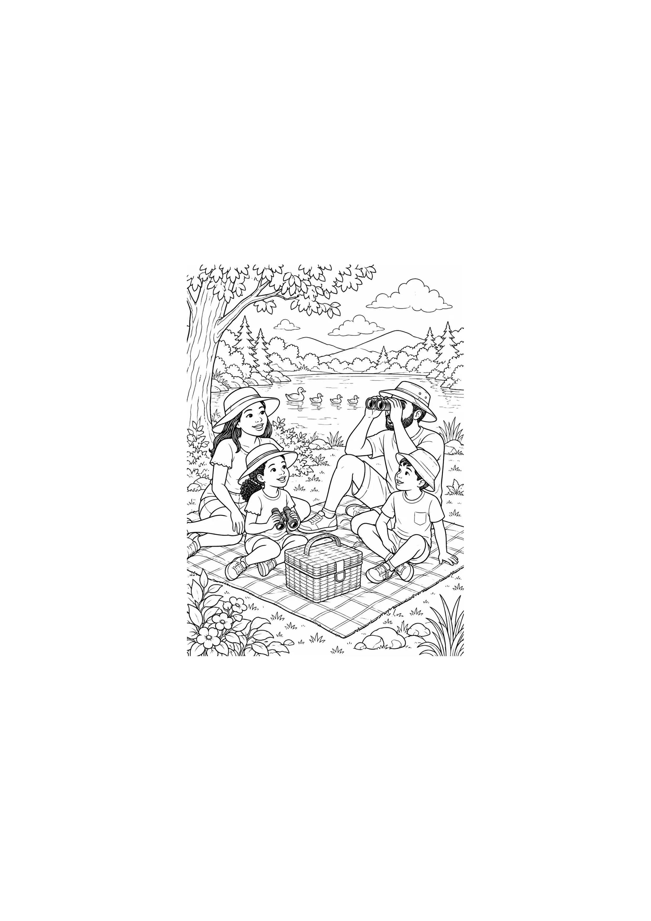 Coloriage Pique-nique en famille à imprimer – dessin n°3