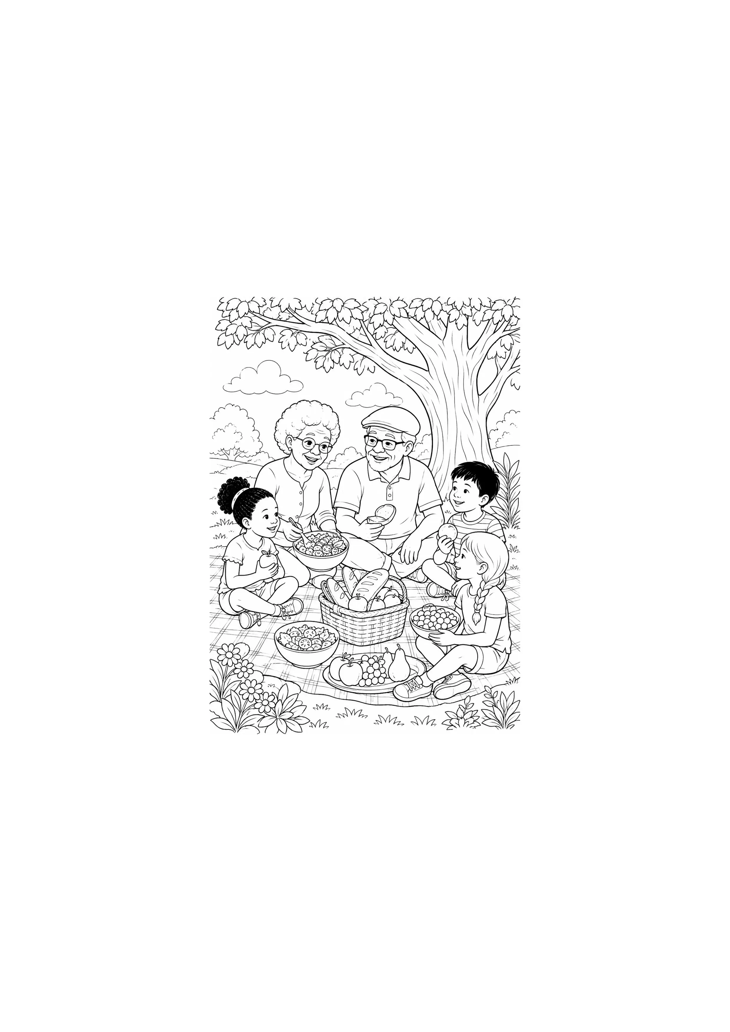 Coloriage Pique-nique en famille à imprimer – dessin n°4