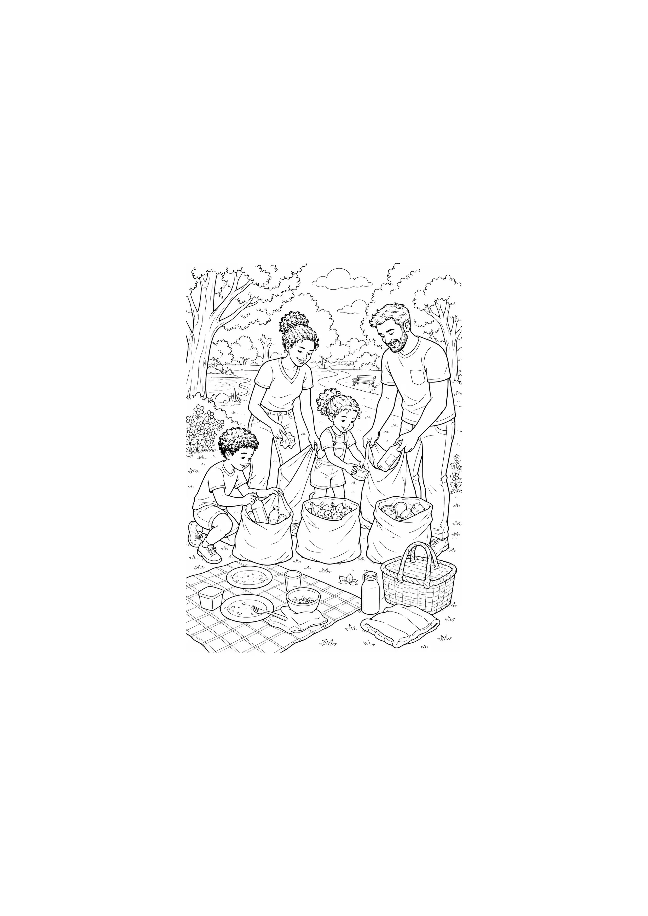 Coloriage Pique-nique en famille à imprimer – dessin n°5