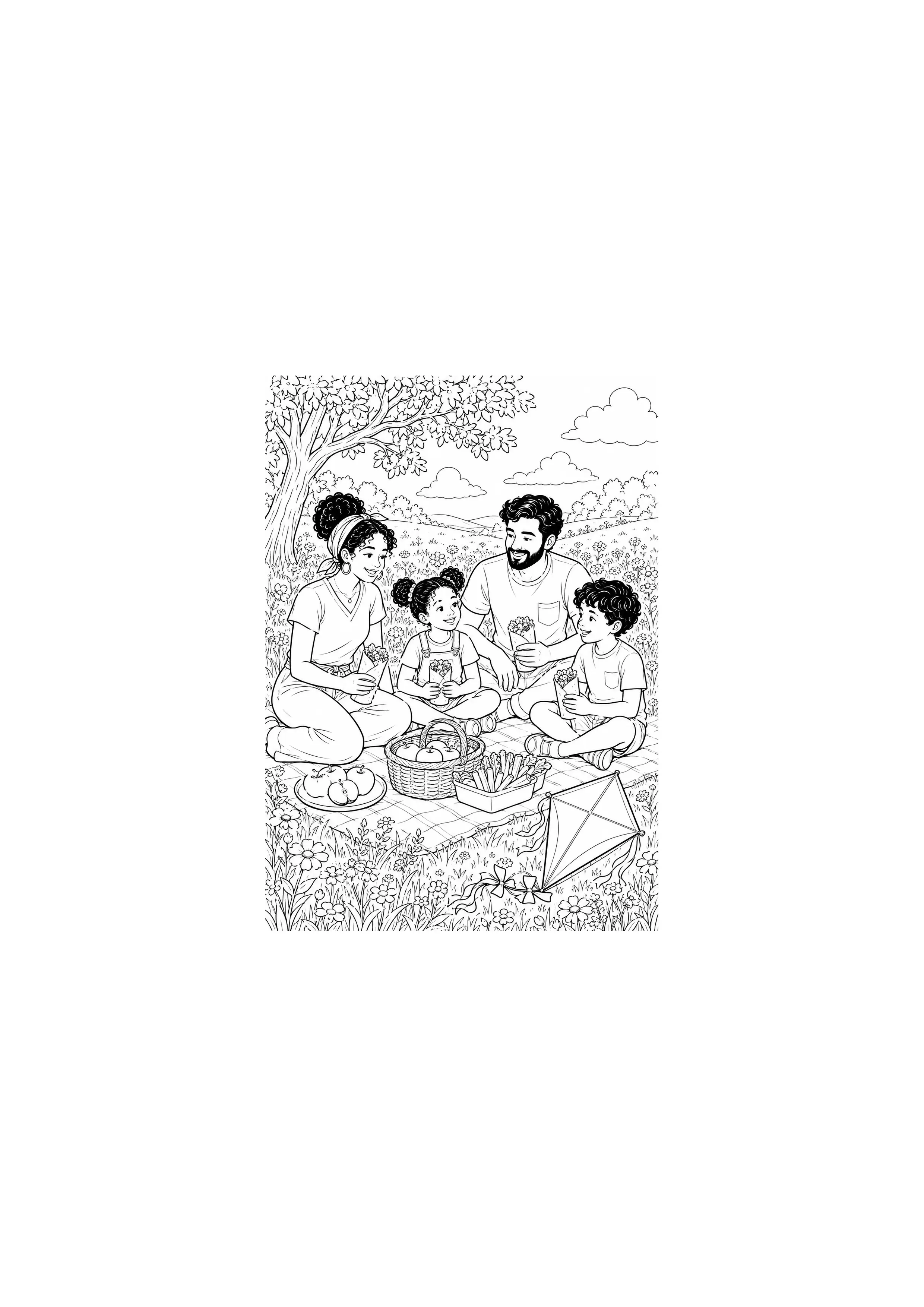 Coloriage Pique-nique en famille à imprimer – dessin n°6