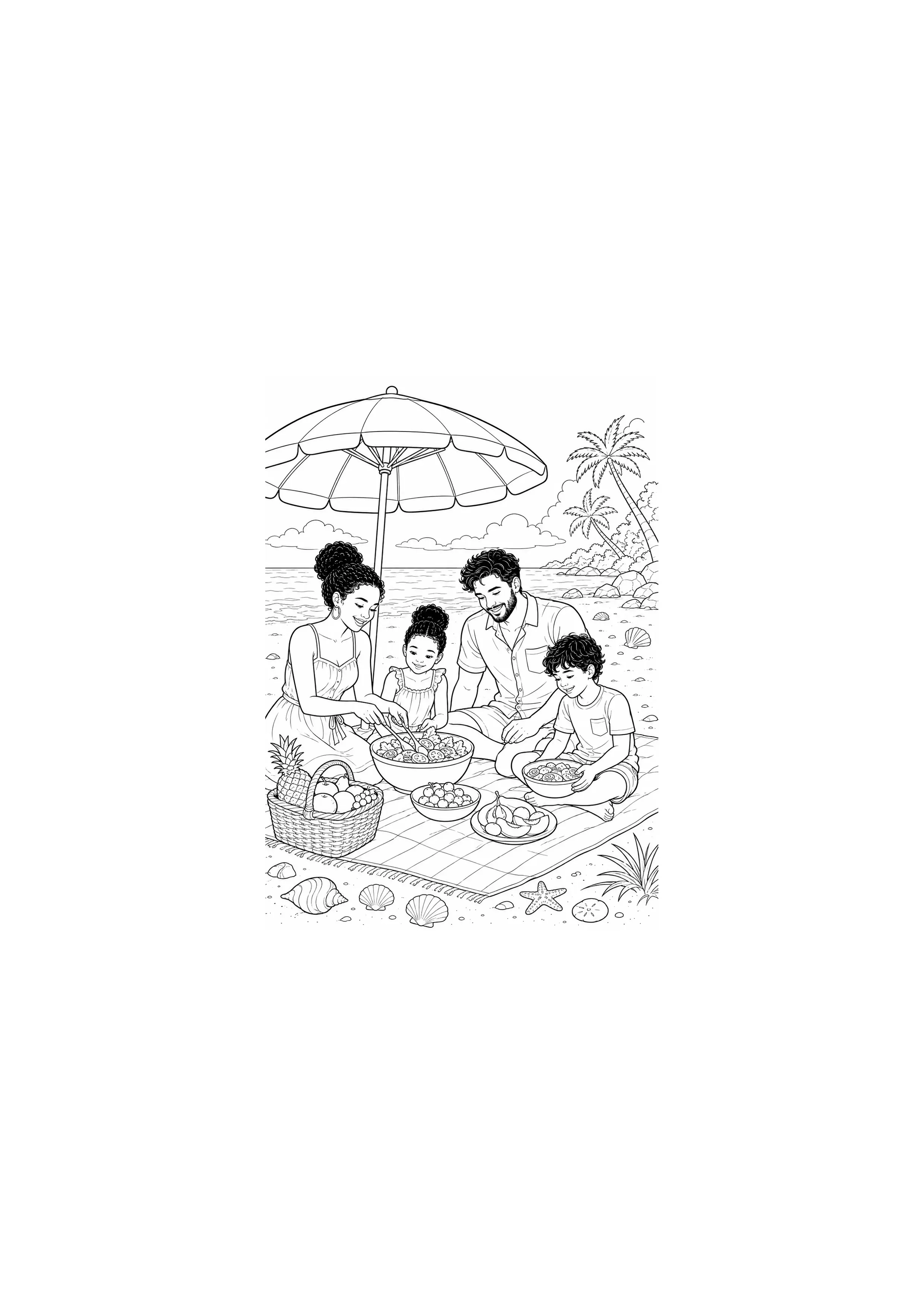 Coloriage Pique-nique en famille à imprimer – dessin n°7