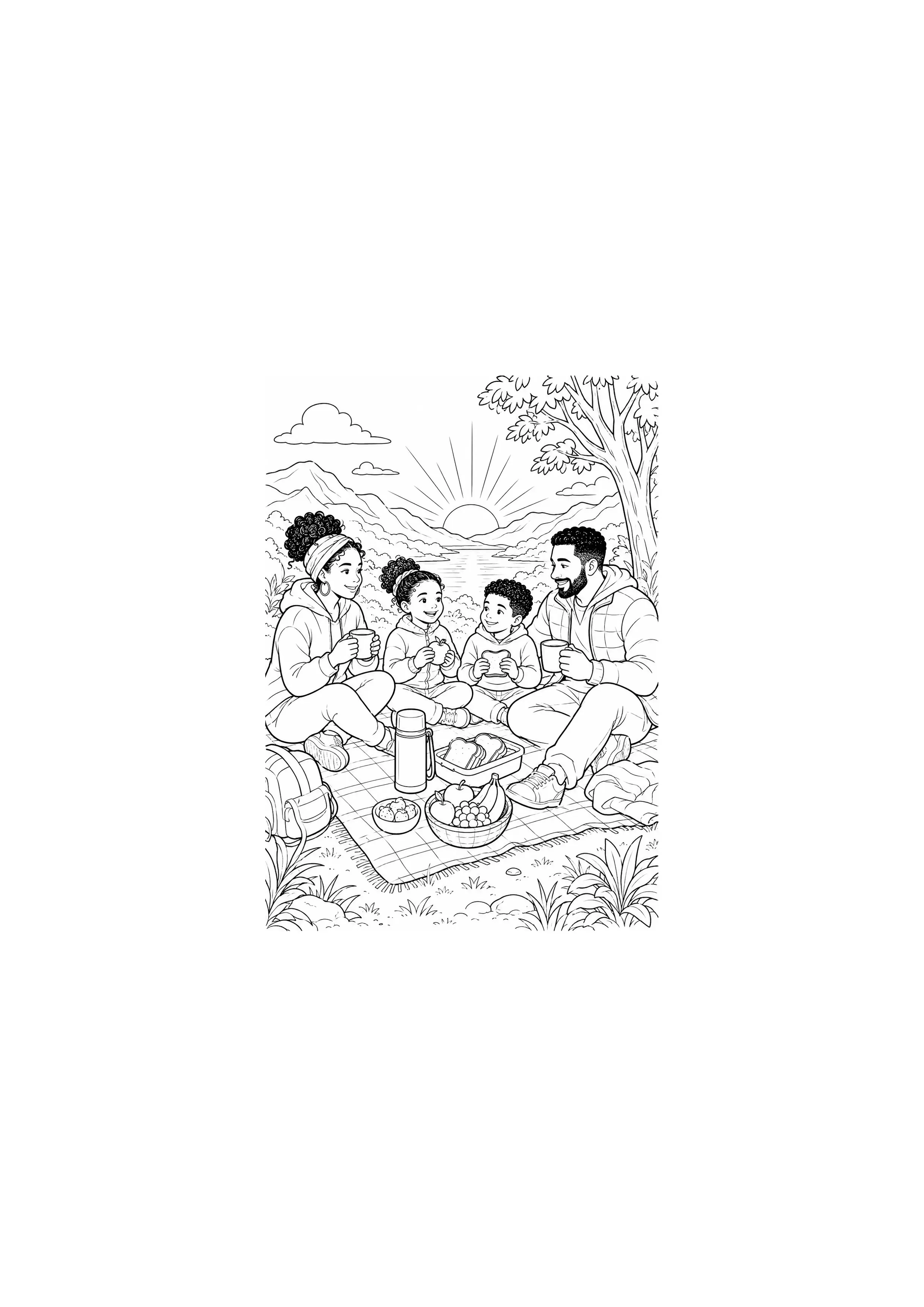 Coloriage Pique-nique en famille à imprimer – dessin n°8