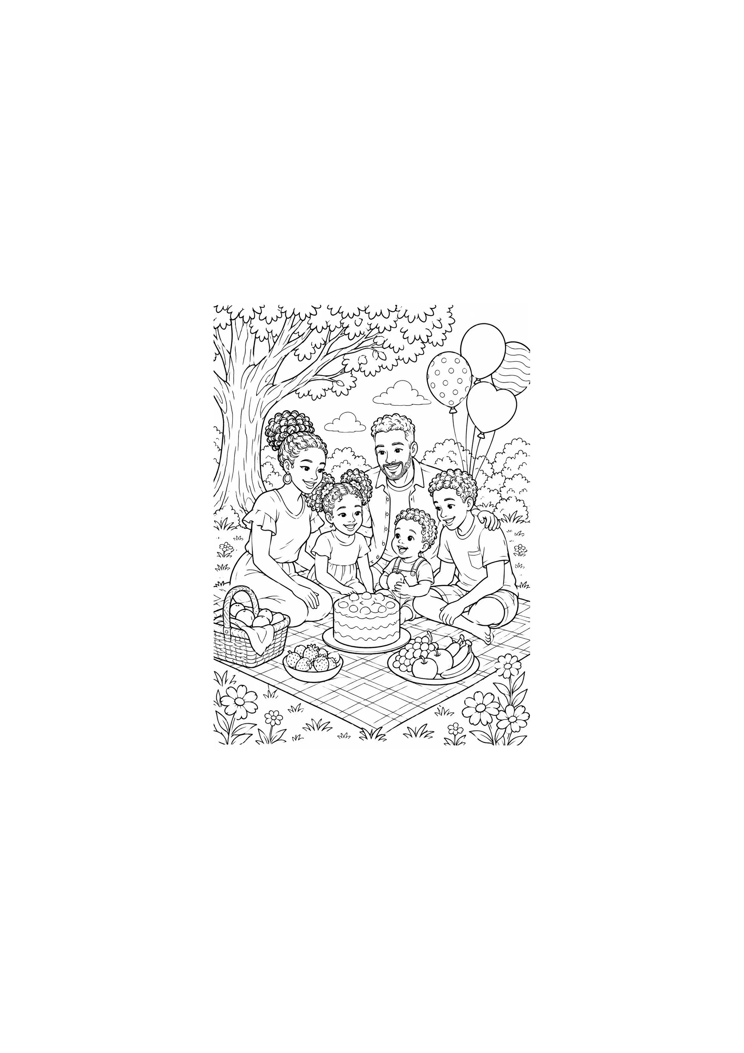 Coloriage Pique-nique en famille à imprimer – dessin n°10