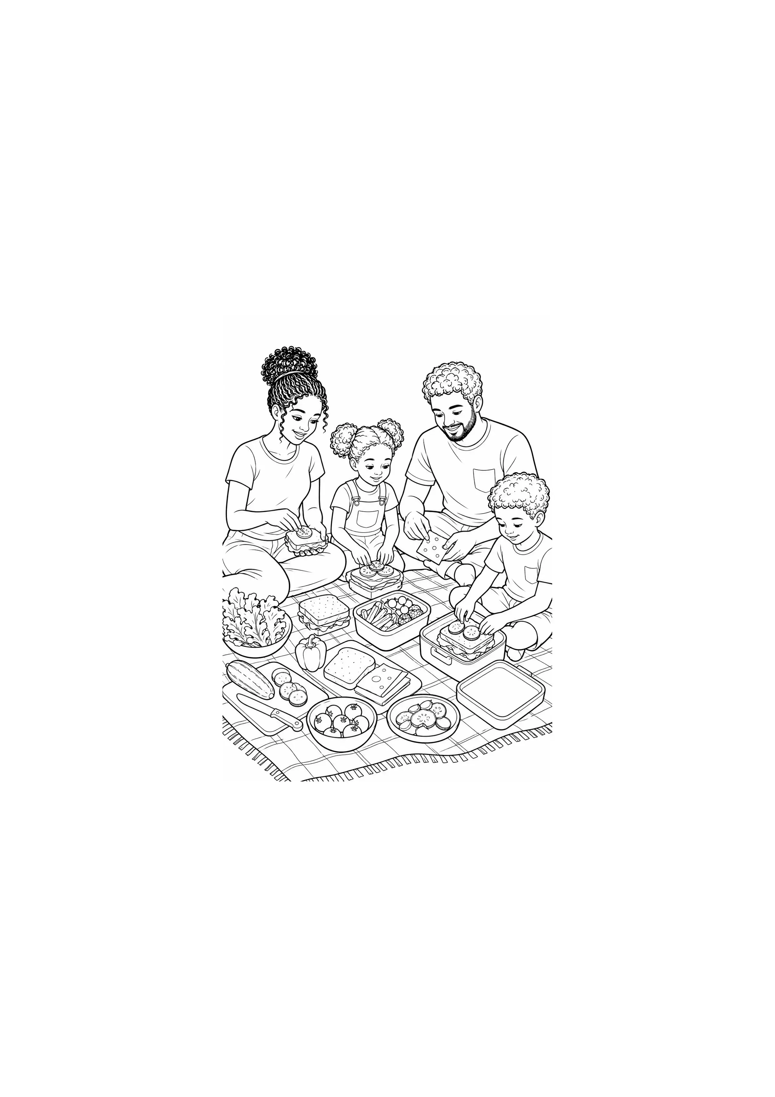 Coloriage Pique-nique en famille à imprimer – dessin n°14