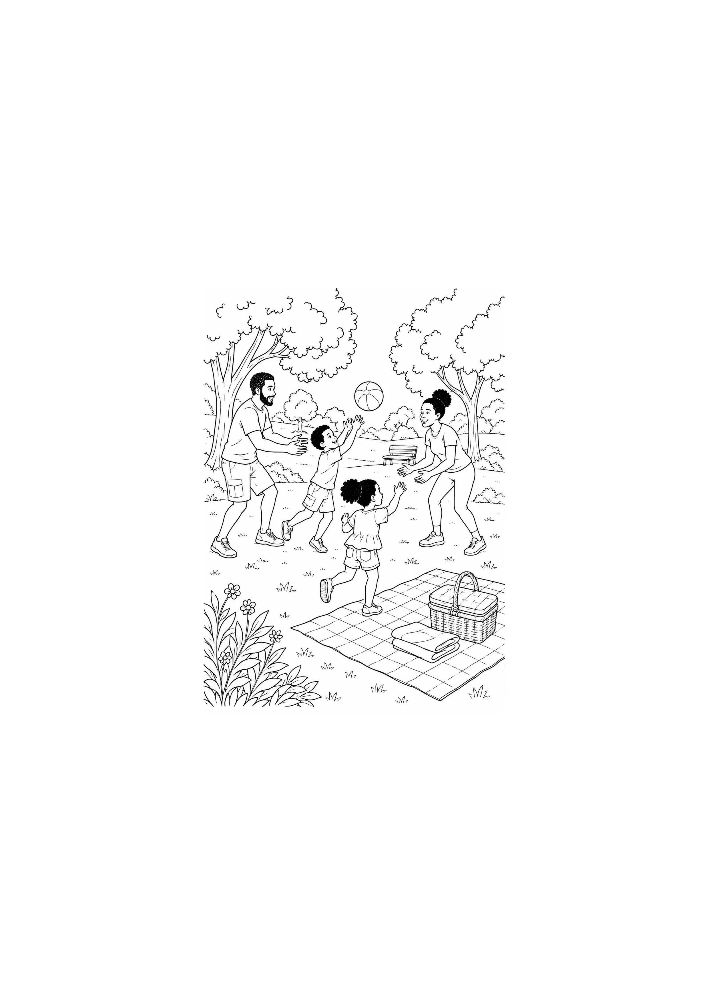 Coloriage Pique-nique en famille à imprimer – dessin n°16
