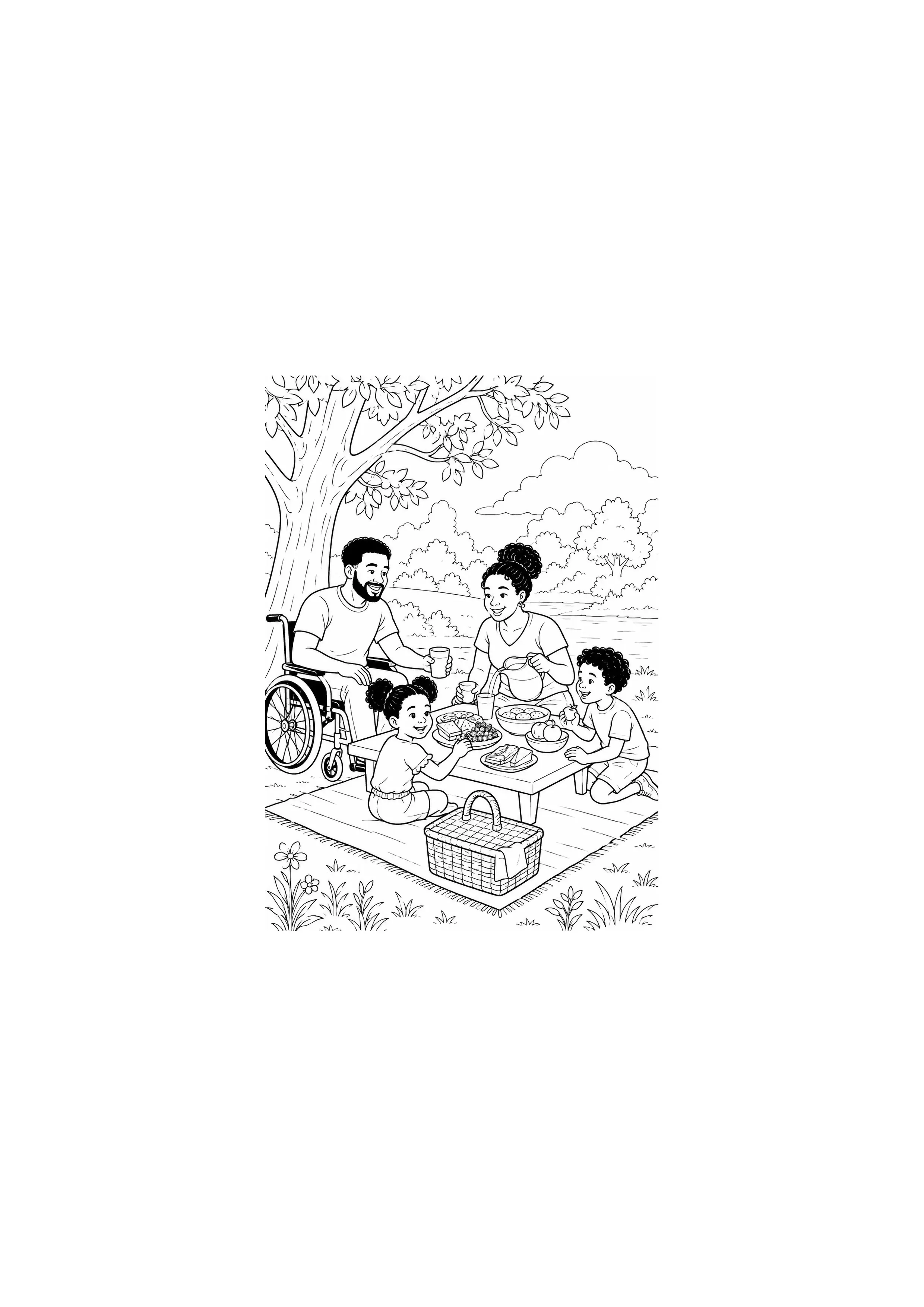 Coloriage Pique-nique en famille à imprimer – dessin n°17