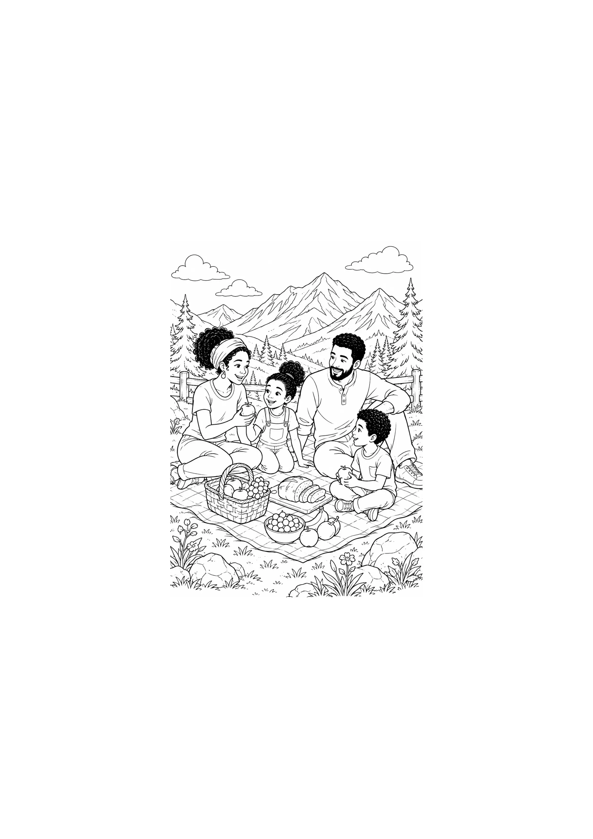 Coloriage Pique-nique en famille à imprimer – dessin n°18