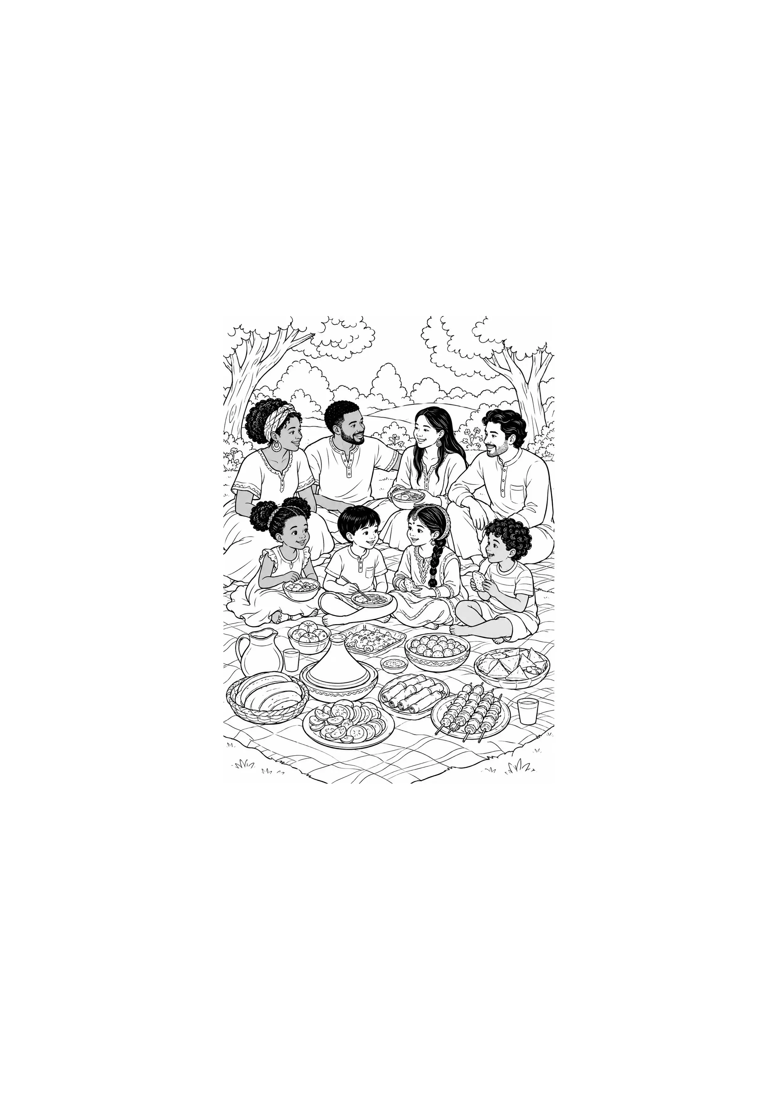 Coloriage Pique-nique en famille à imprimer – dessin n°19