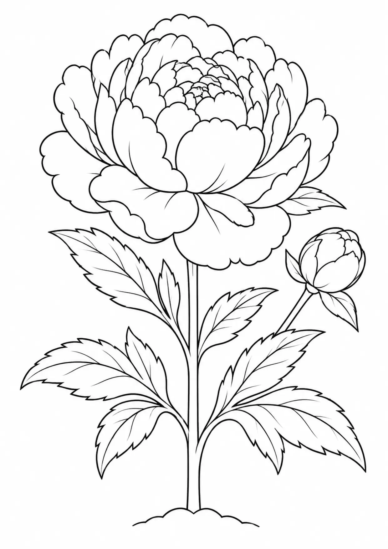 Coloriage pivoine : solo, modèle 05