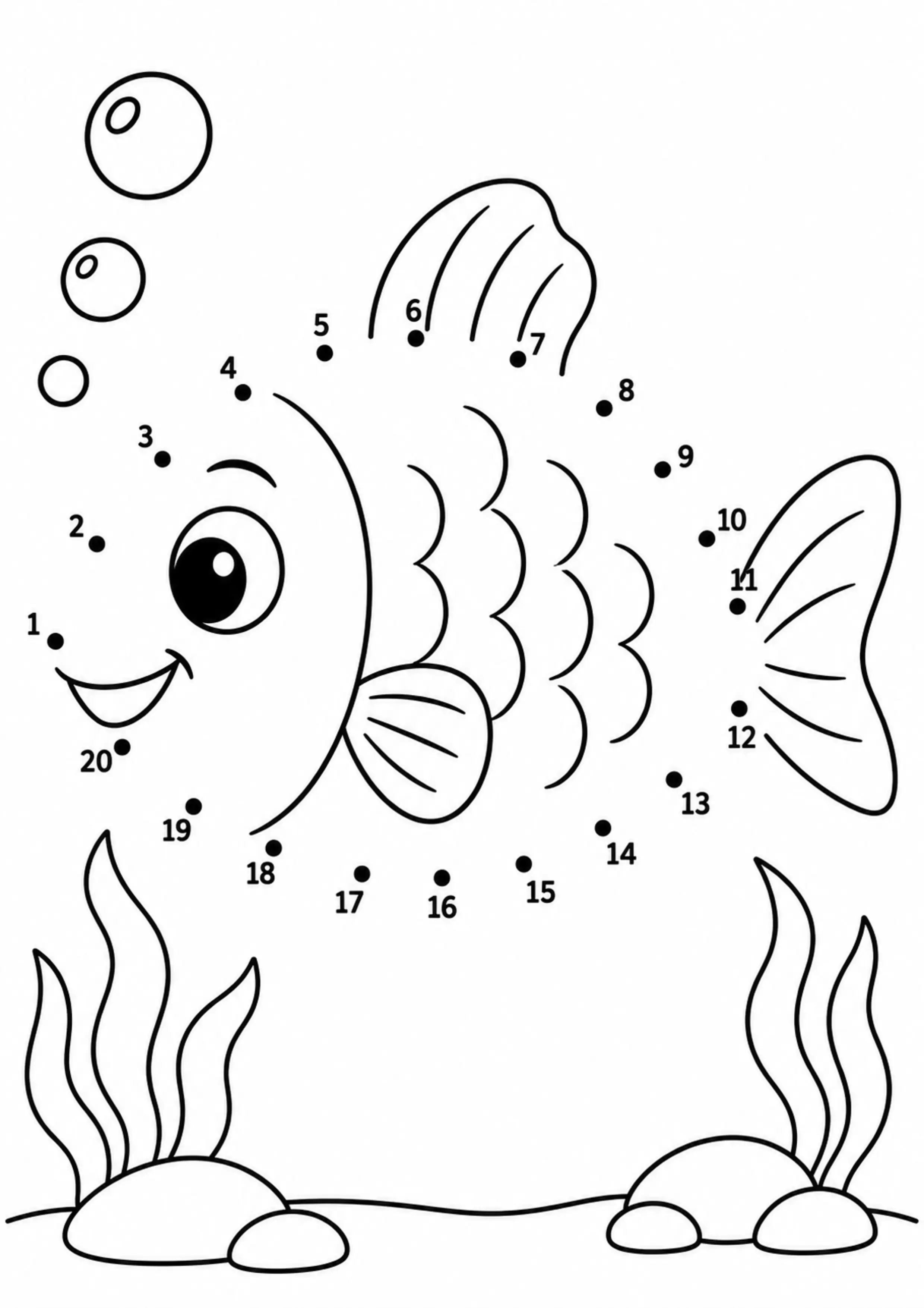 Coloriage poisson 1 à 20 à imprimer