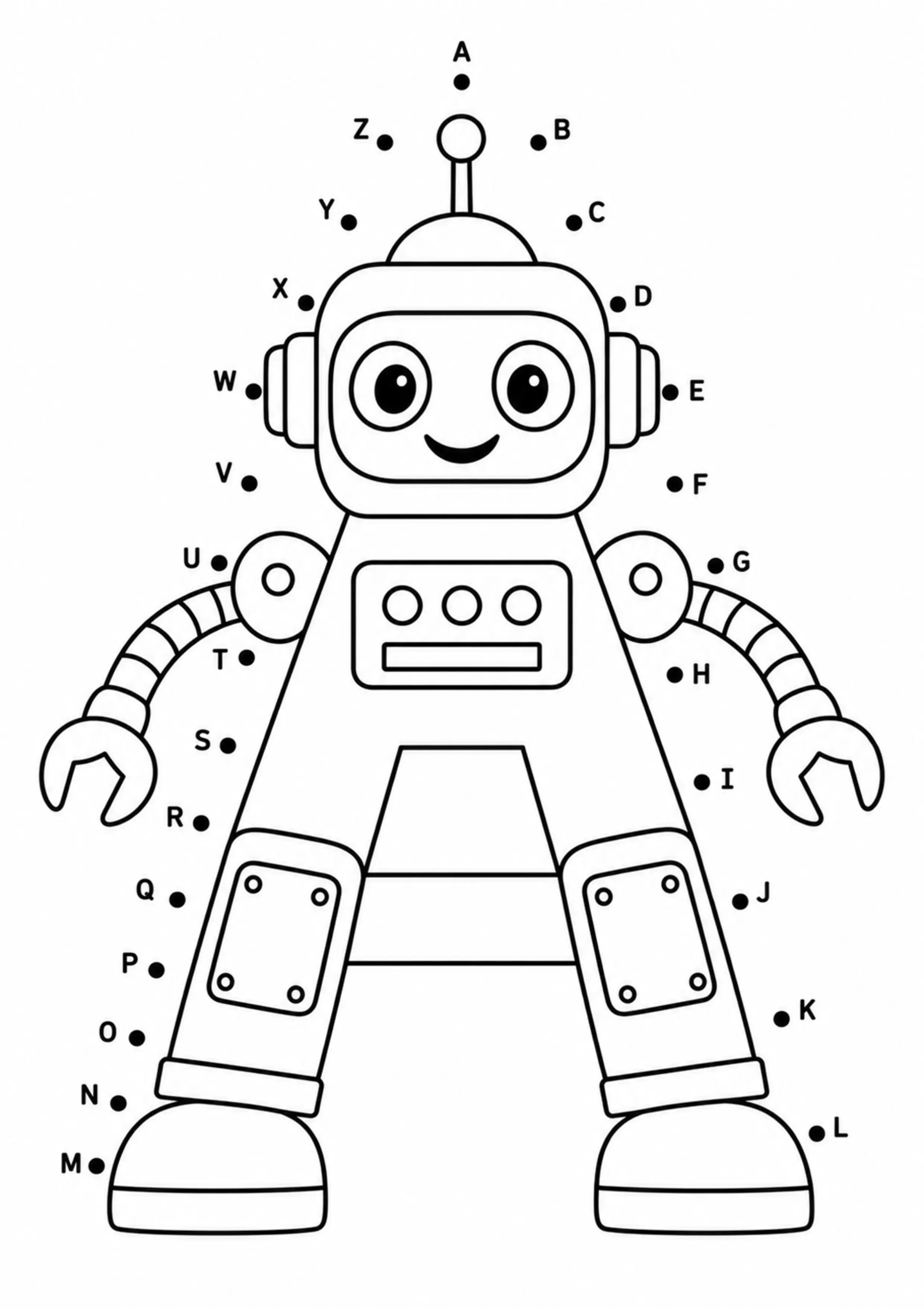 Coloriage robot alphabet A à Z à imprimer