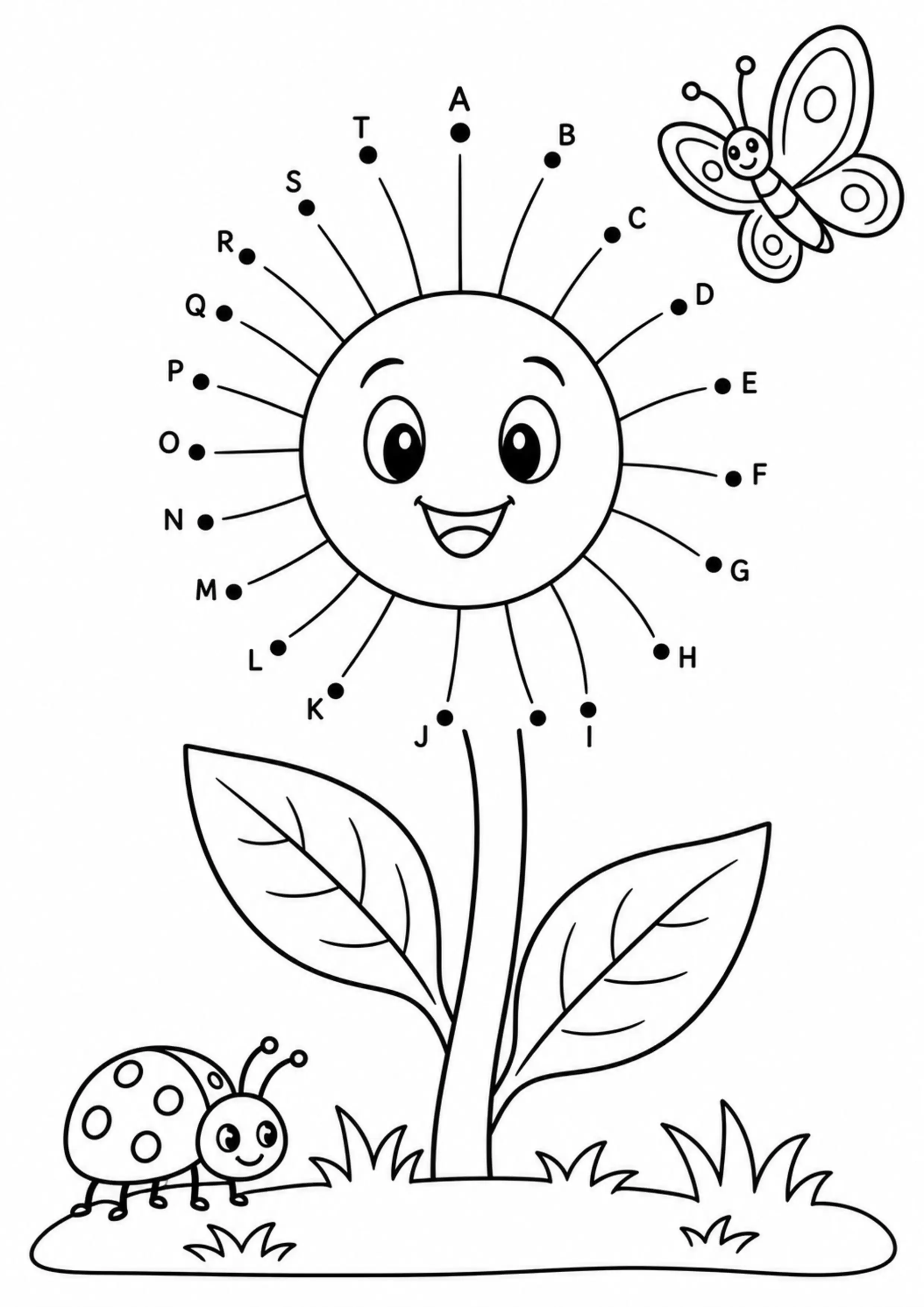 Coloriage fleur alphabet A à T à imprimer