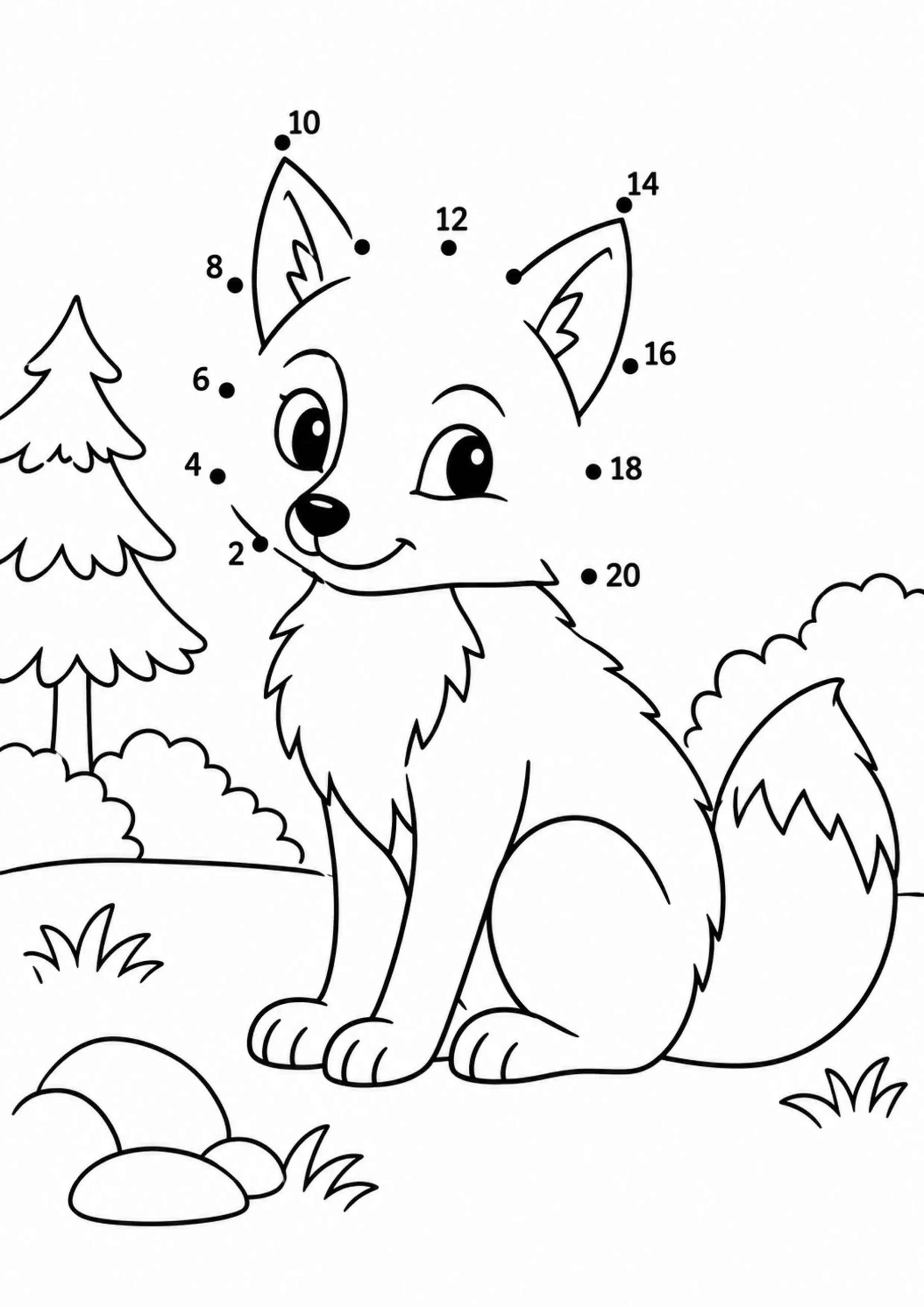 Coloriage renard nombres pairs à imprimer