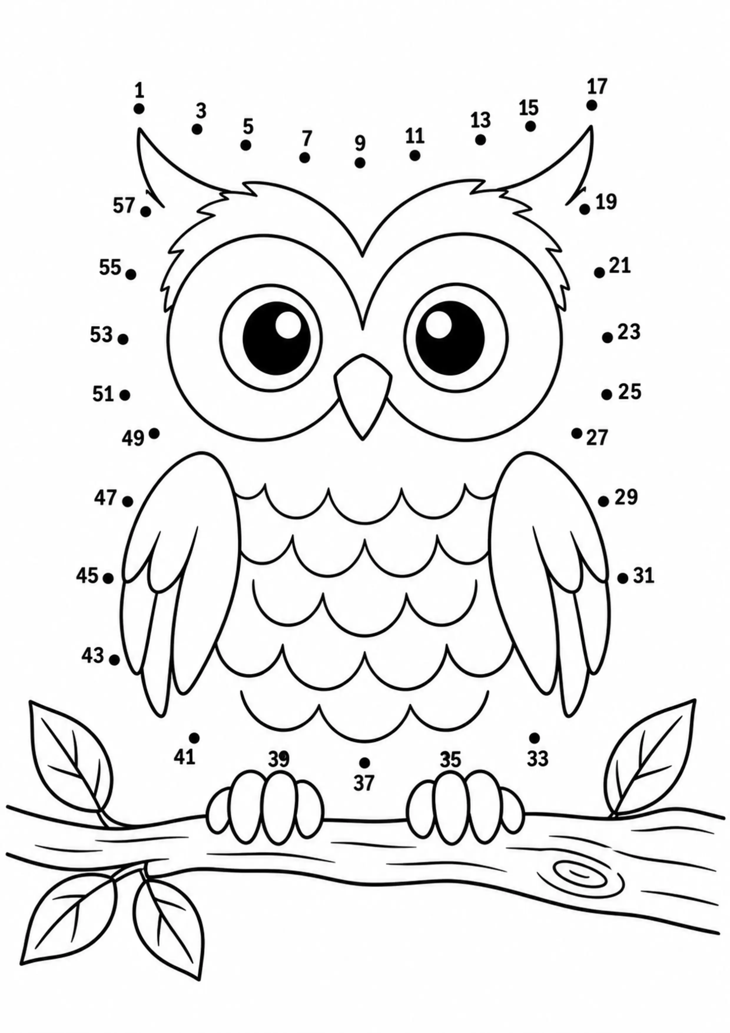 Coloriage hibou nombres impairs à imprimer