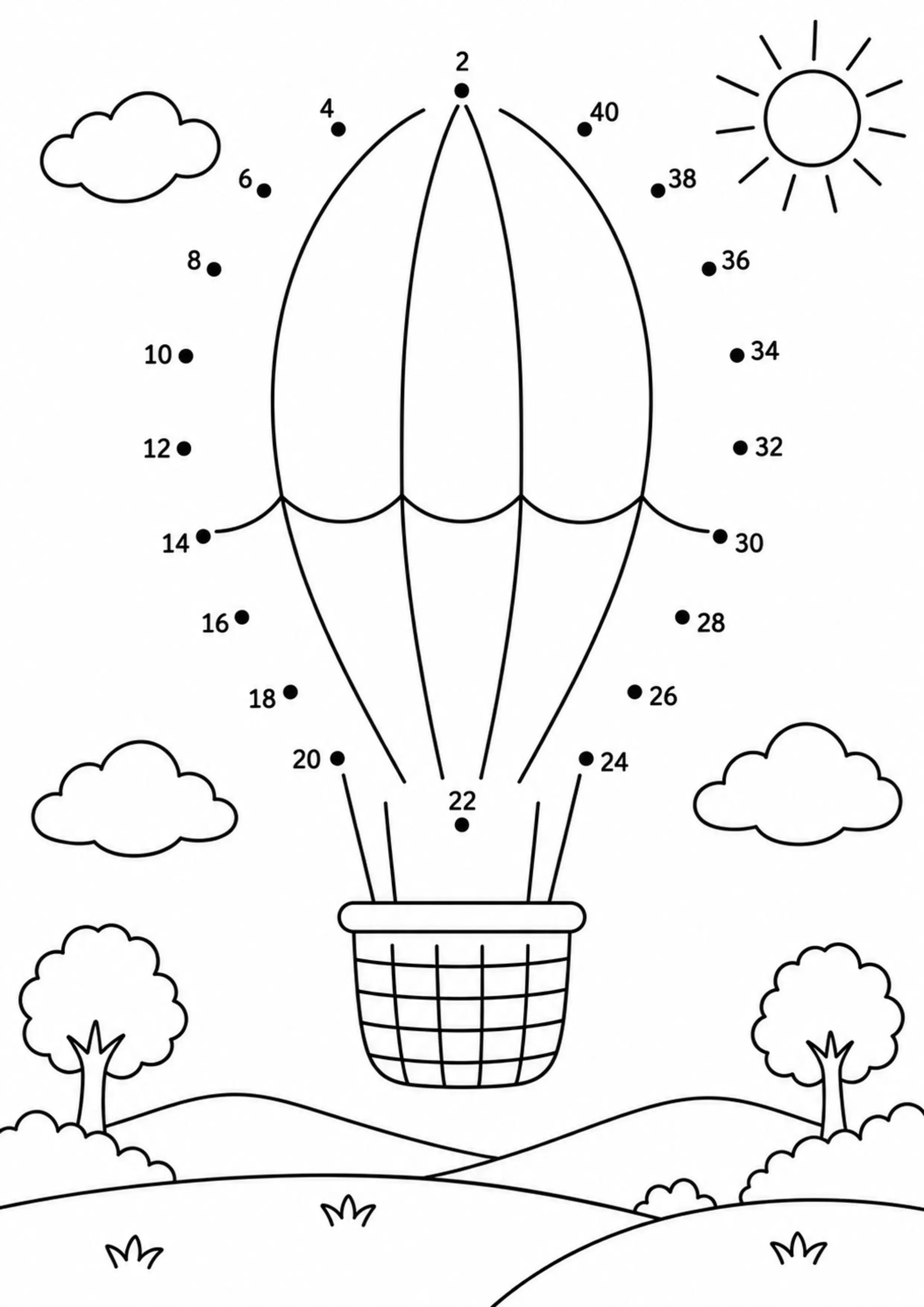 Coloriage montgolfière de 2 en 2 à imprimer