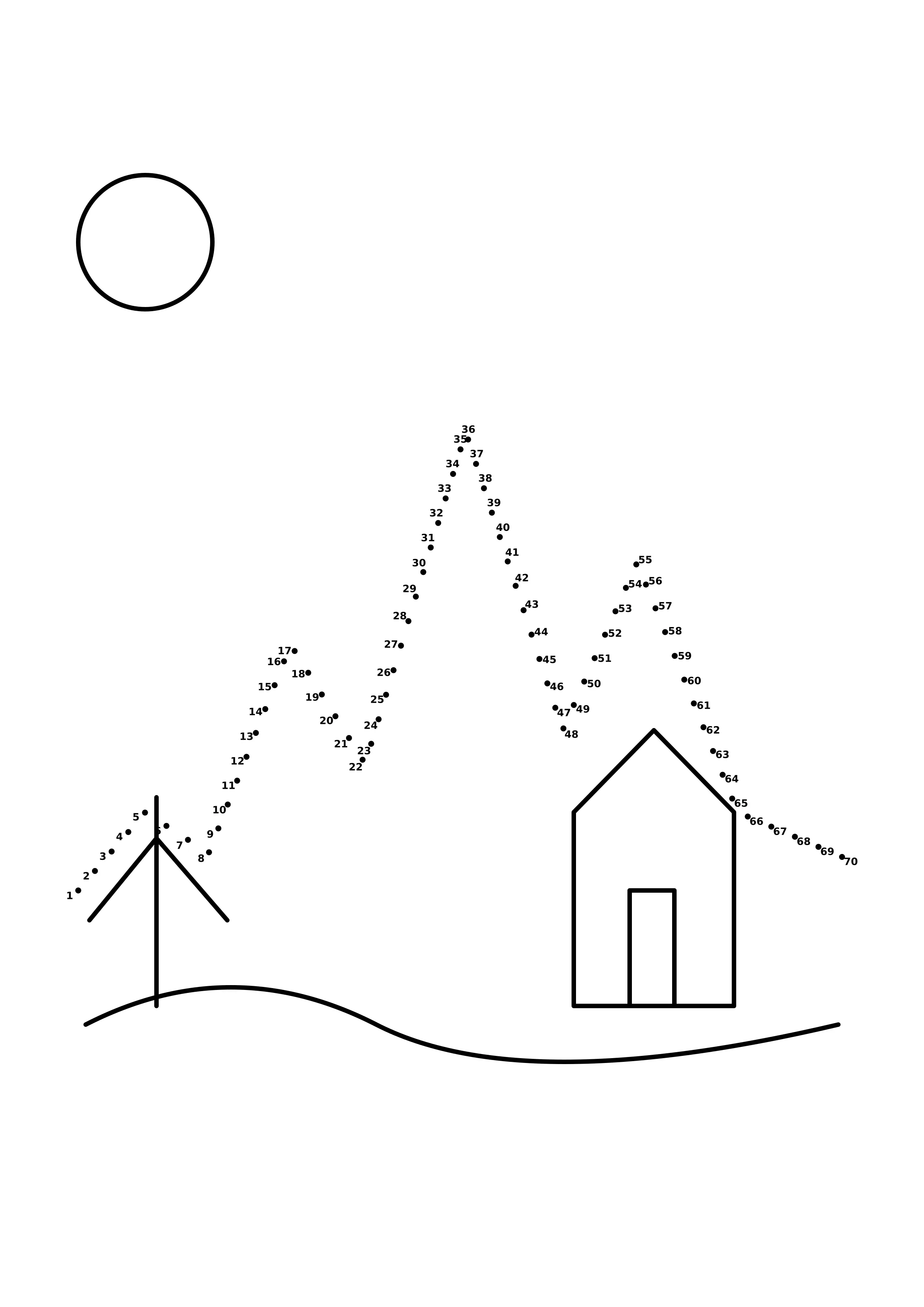 Coloriage paysage 1 à 70 à imprimer