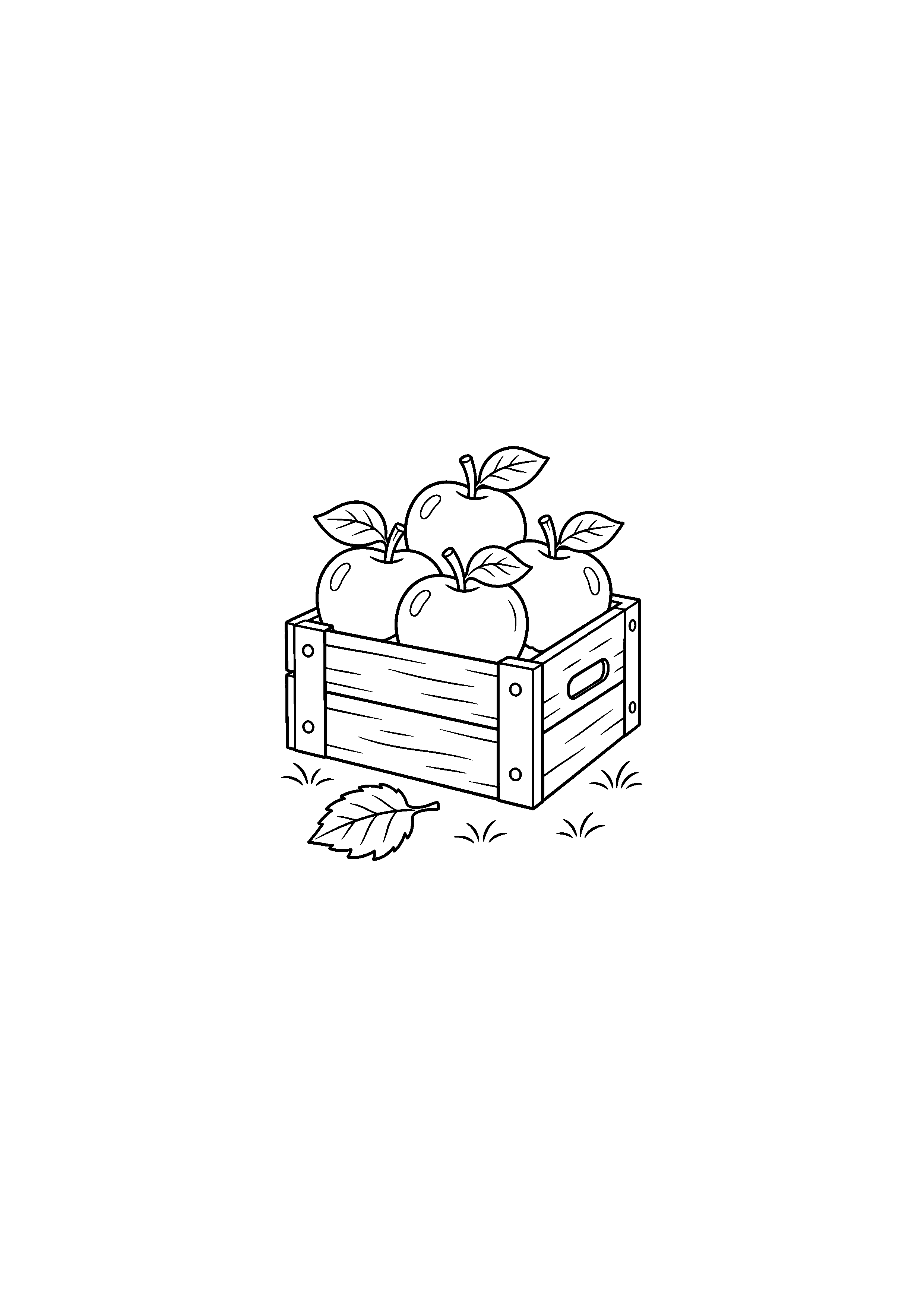 Coloriage cagette en bois remplie de pommes à imprimer
