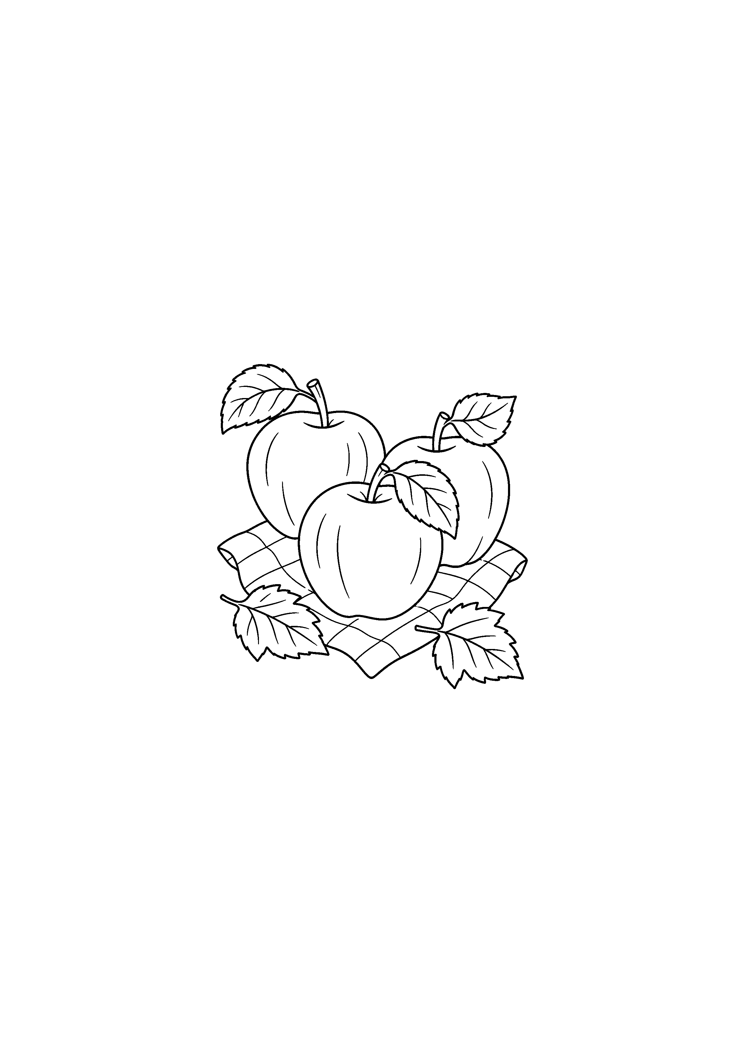 Coloriage trois pommes avec leurs feuilles à imprimer