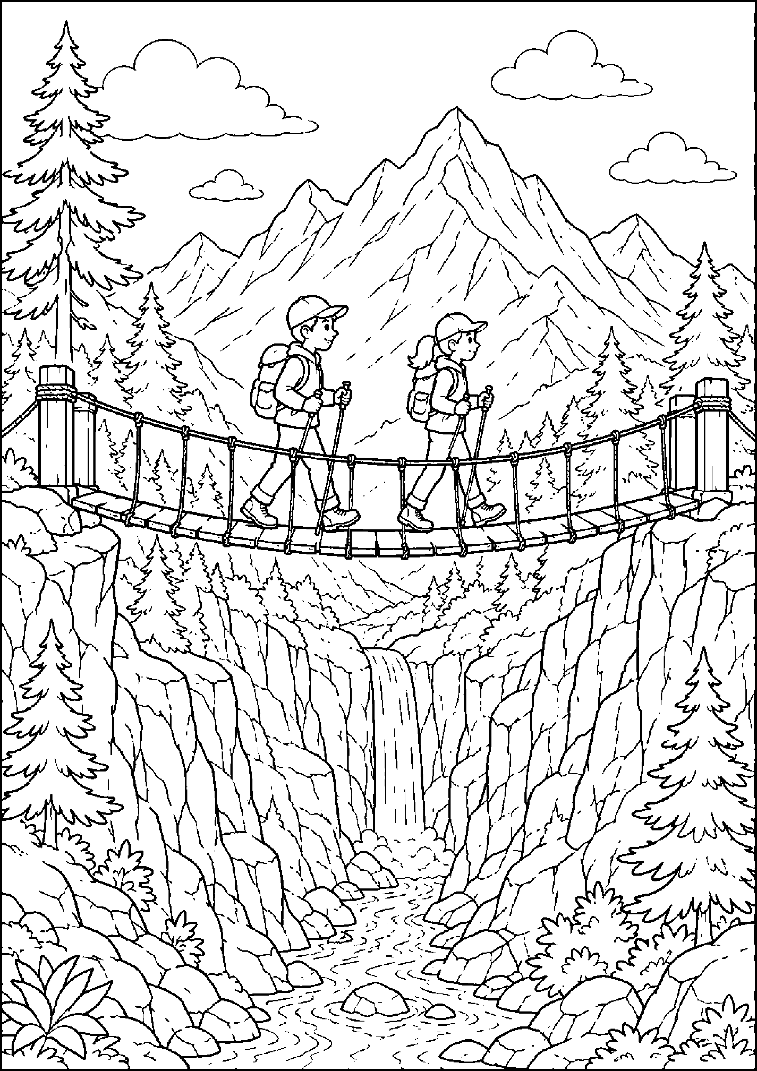 Coloriage pont suspendu à imprimer – dessin n°4