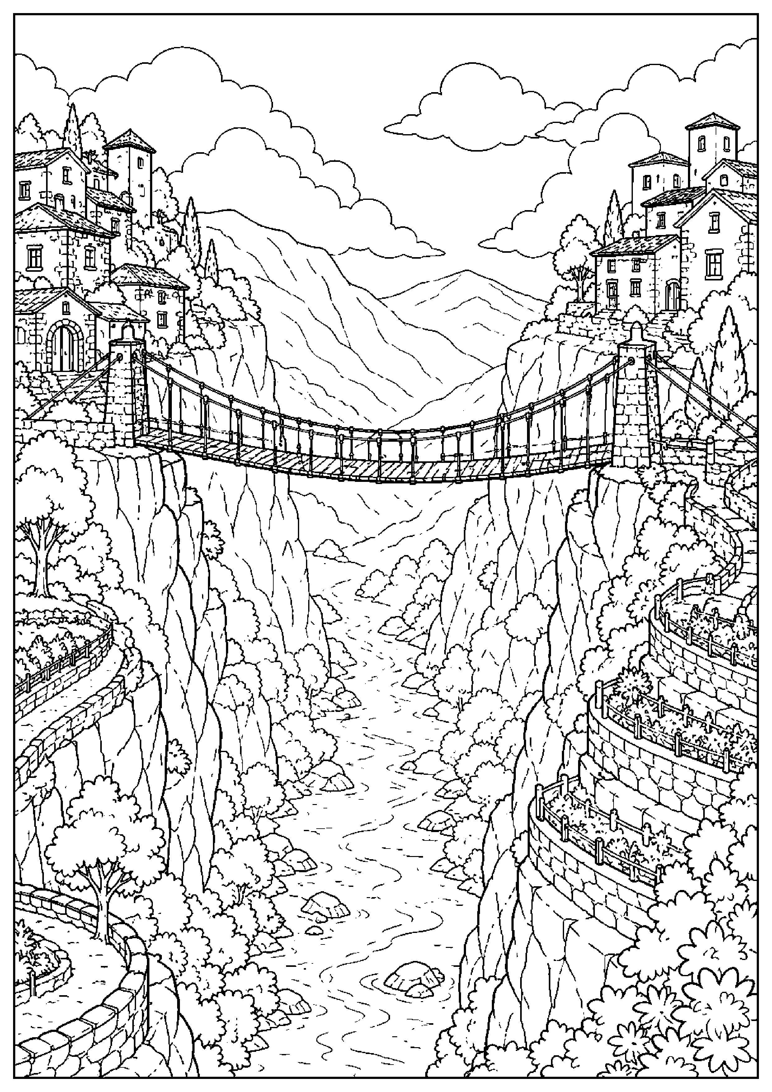 Coloriage pont suspendu à imprimer – dessin n°5