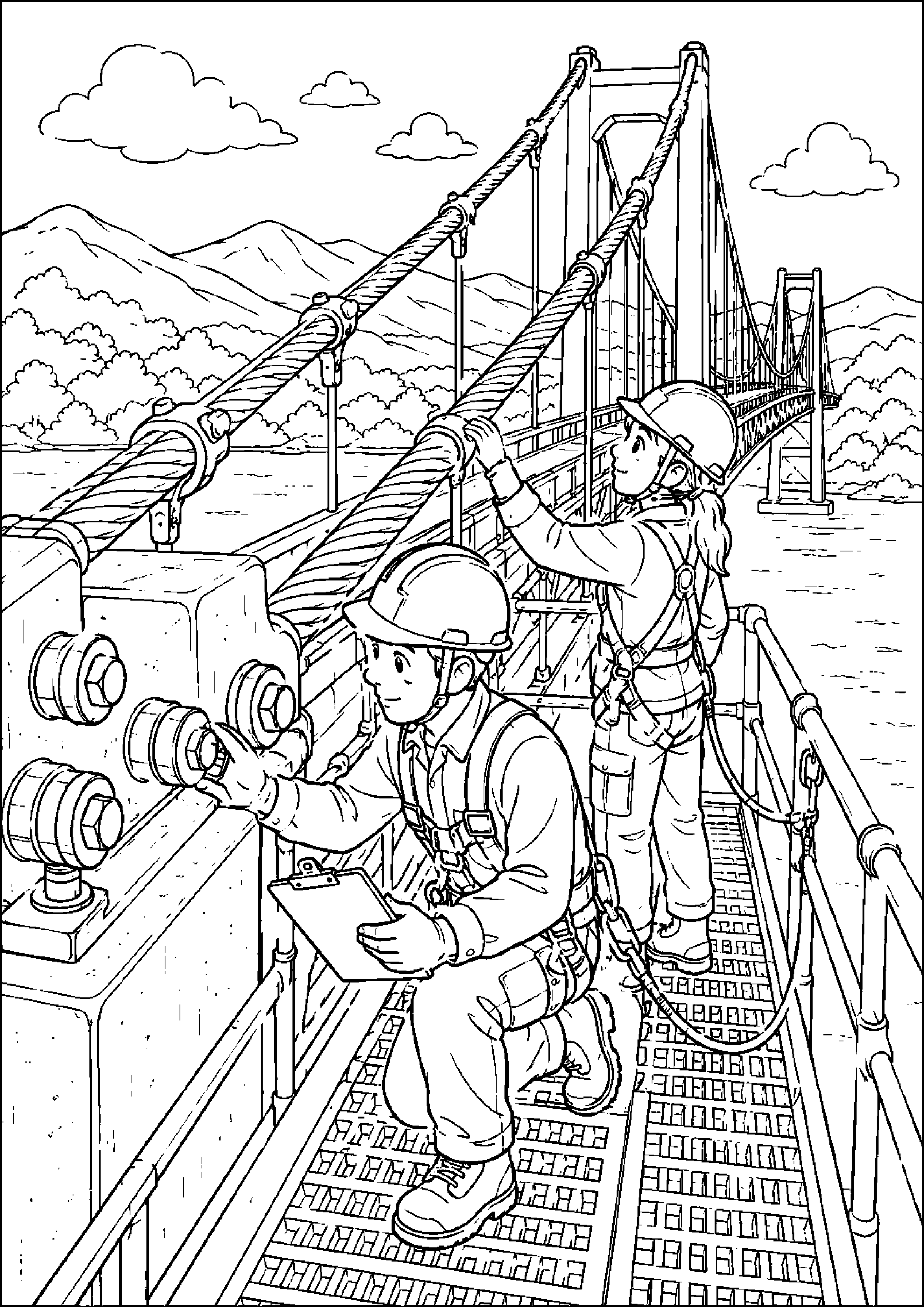 Coloriage pont suspendu à imprimer – dessin n°6