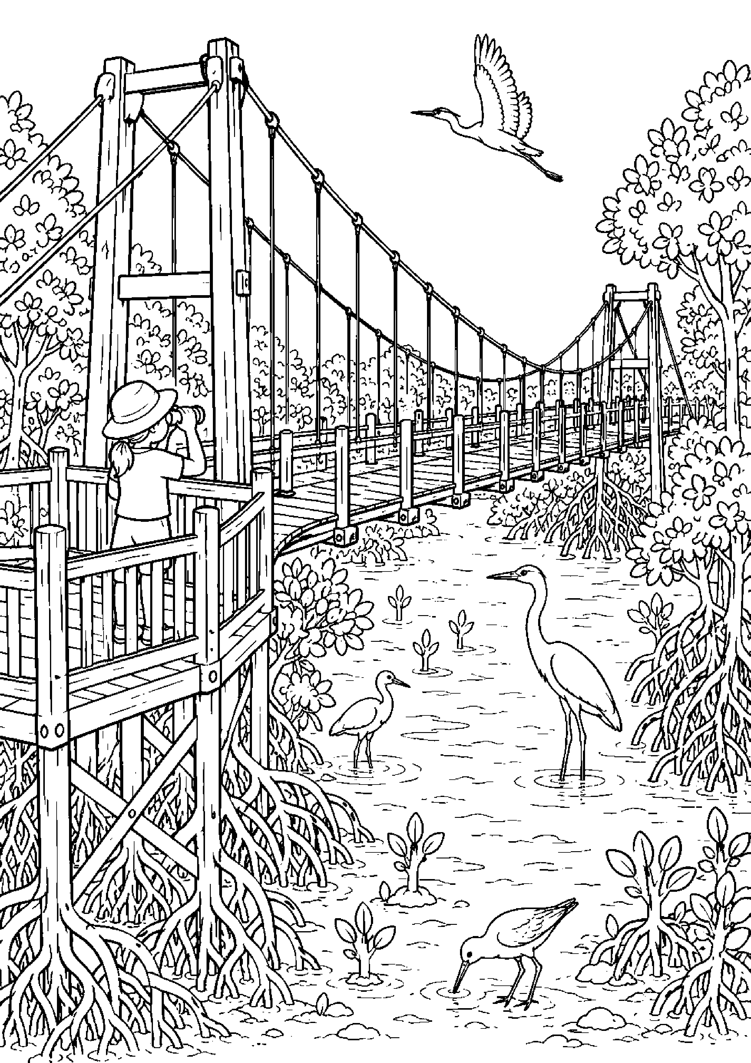 Coloriage pont suspendu à imprimer – dessin n°7